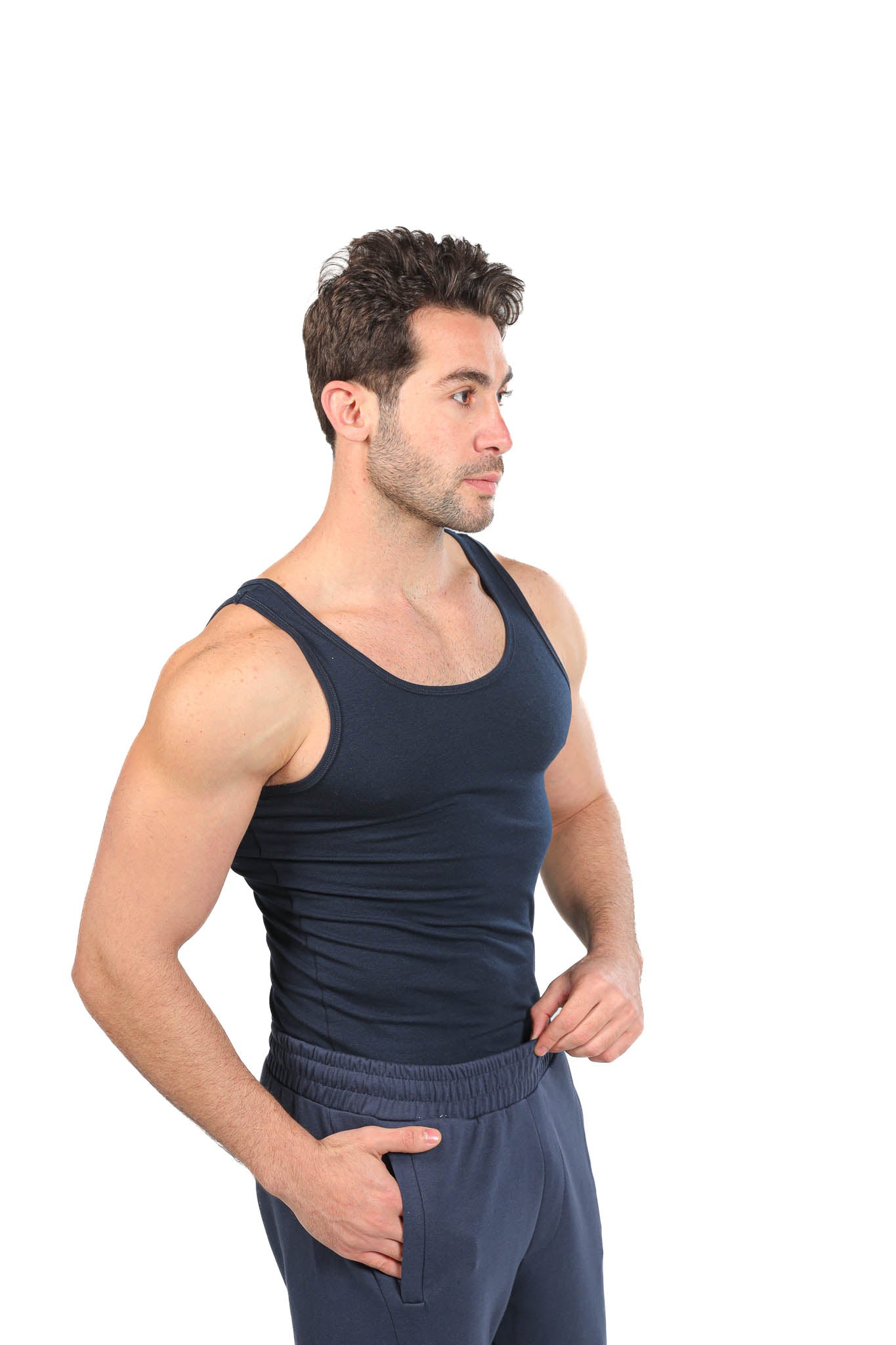 Lycra Sleeveless Undershirt For Men - Navy