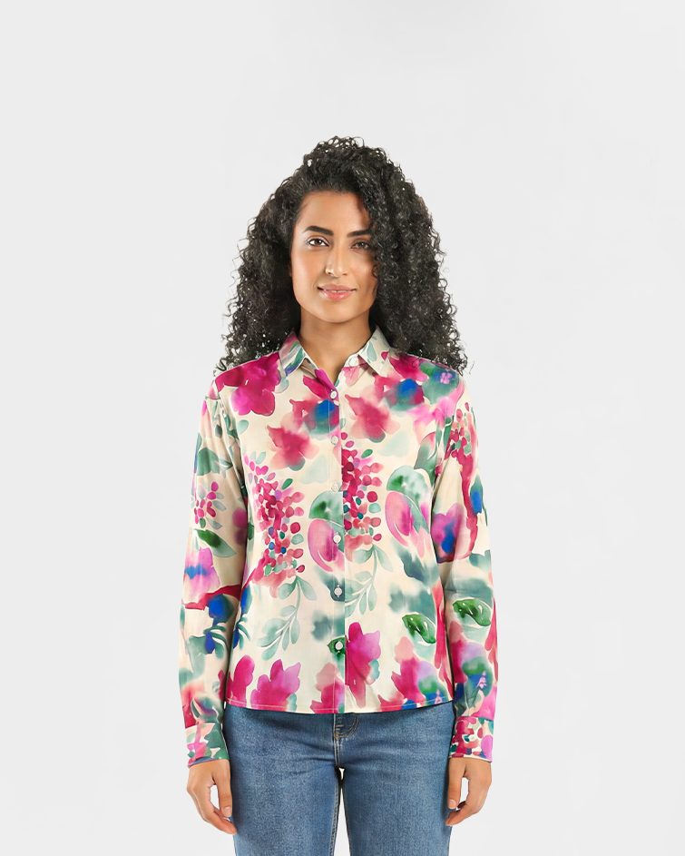 Women Floral Button-Up Shirt