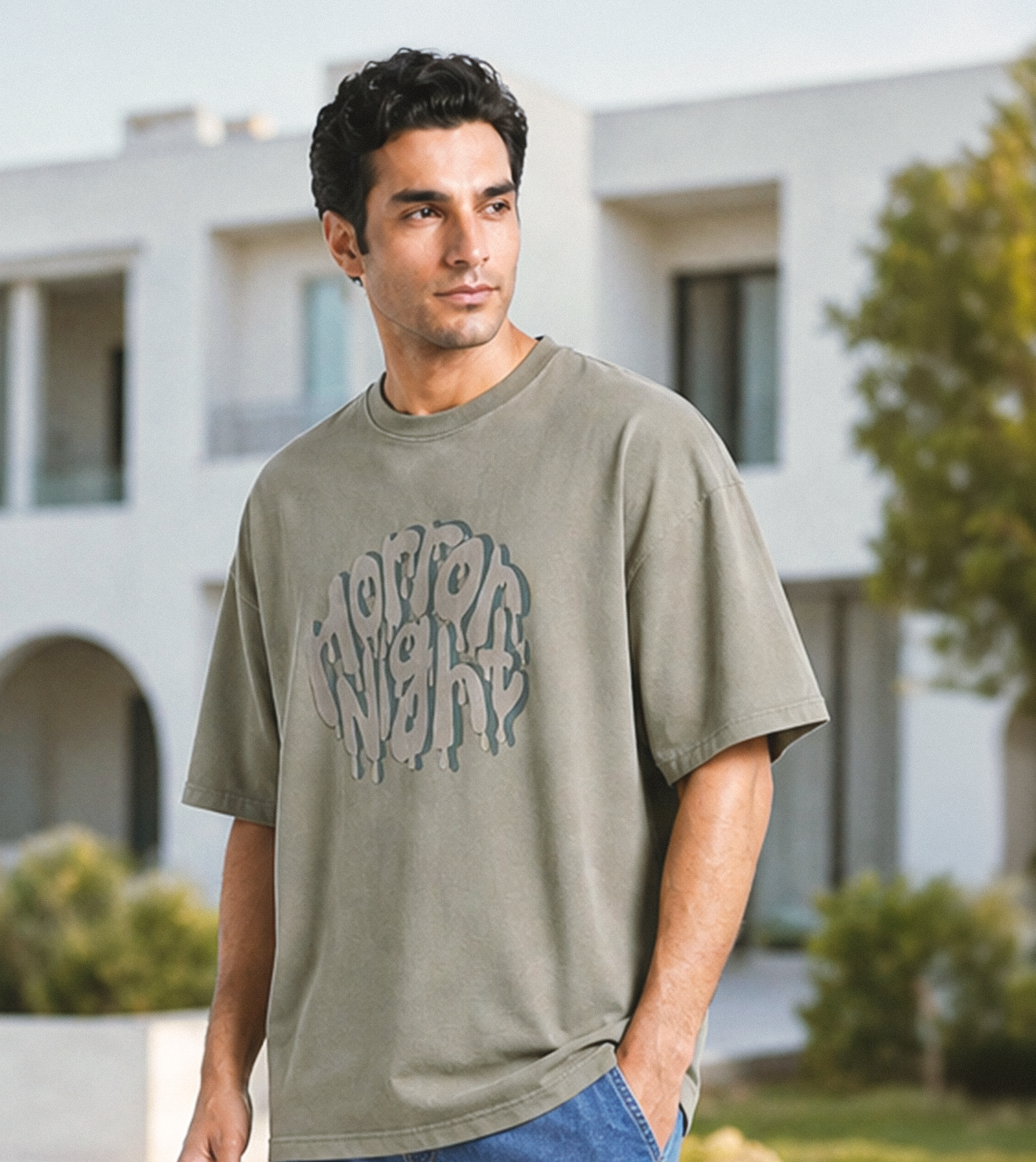 Men's Olive Green Oversized T-Shirt