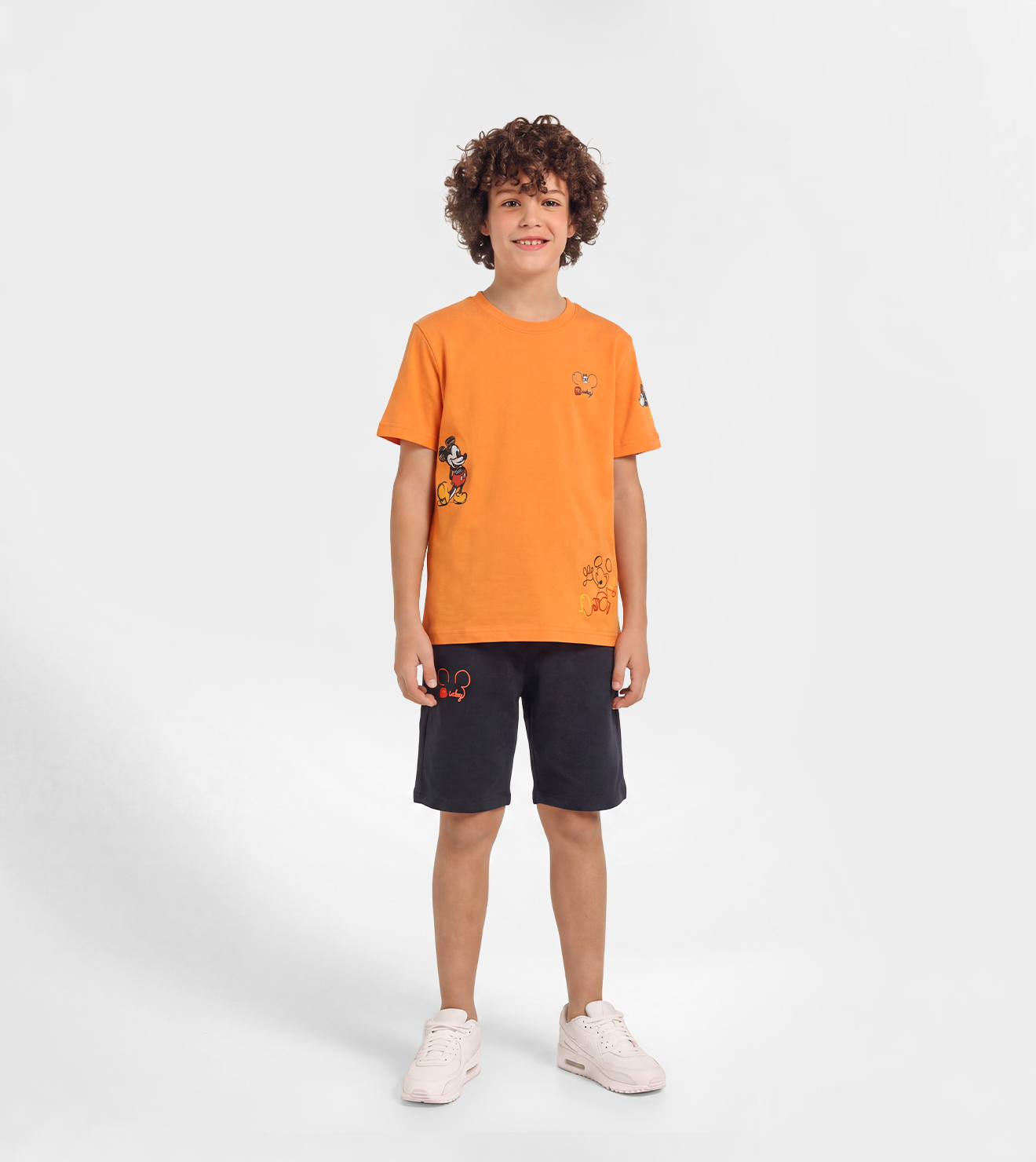 Boys’ Milton Pajama Set – Orange Shorts with Chest Print
