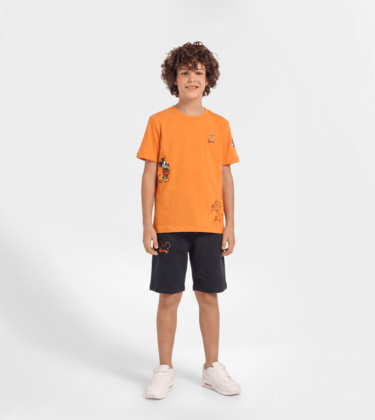 Boys’ Milton Pajama Set – Orange Shorts with Chest Print