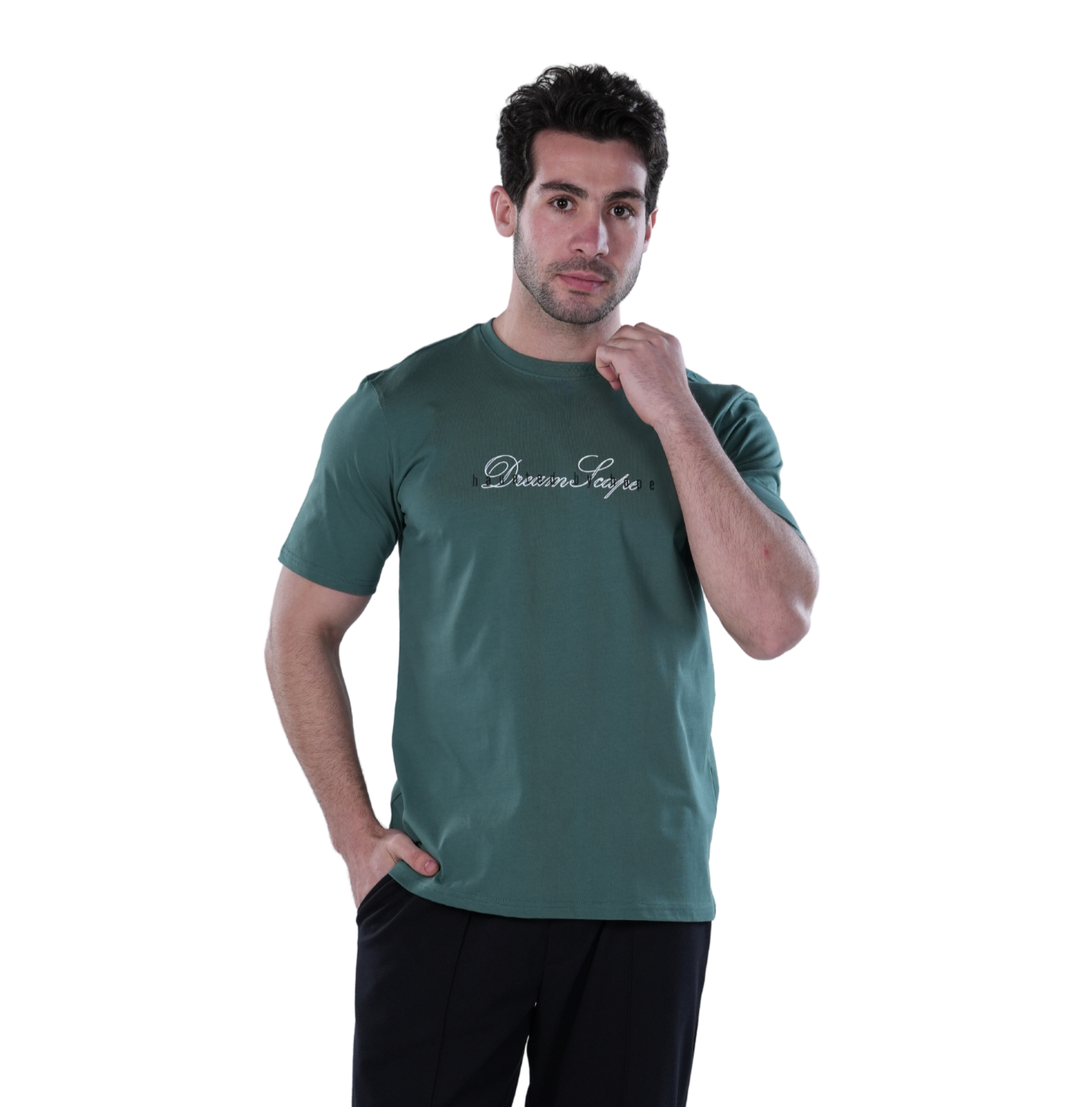 Men's Regular Fit Green T-Shirt with Printed Graphic