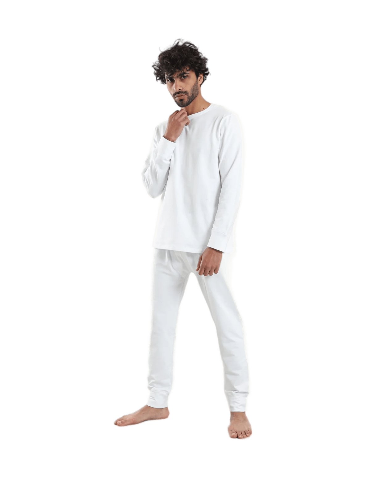 Red Cotton Cozy and Comfortable Thermal Set For men padded inside-White