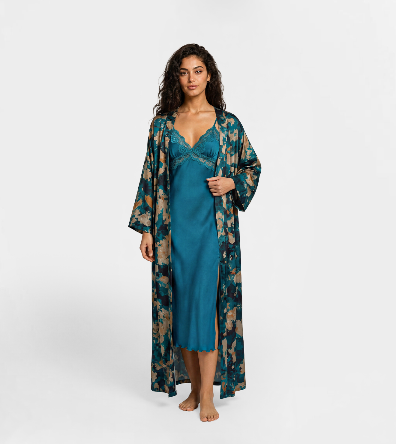 Women Lace Nightdress with Robe Set