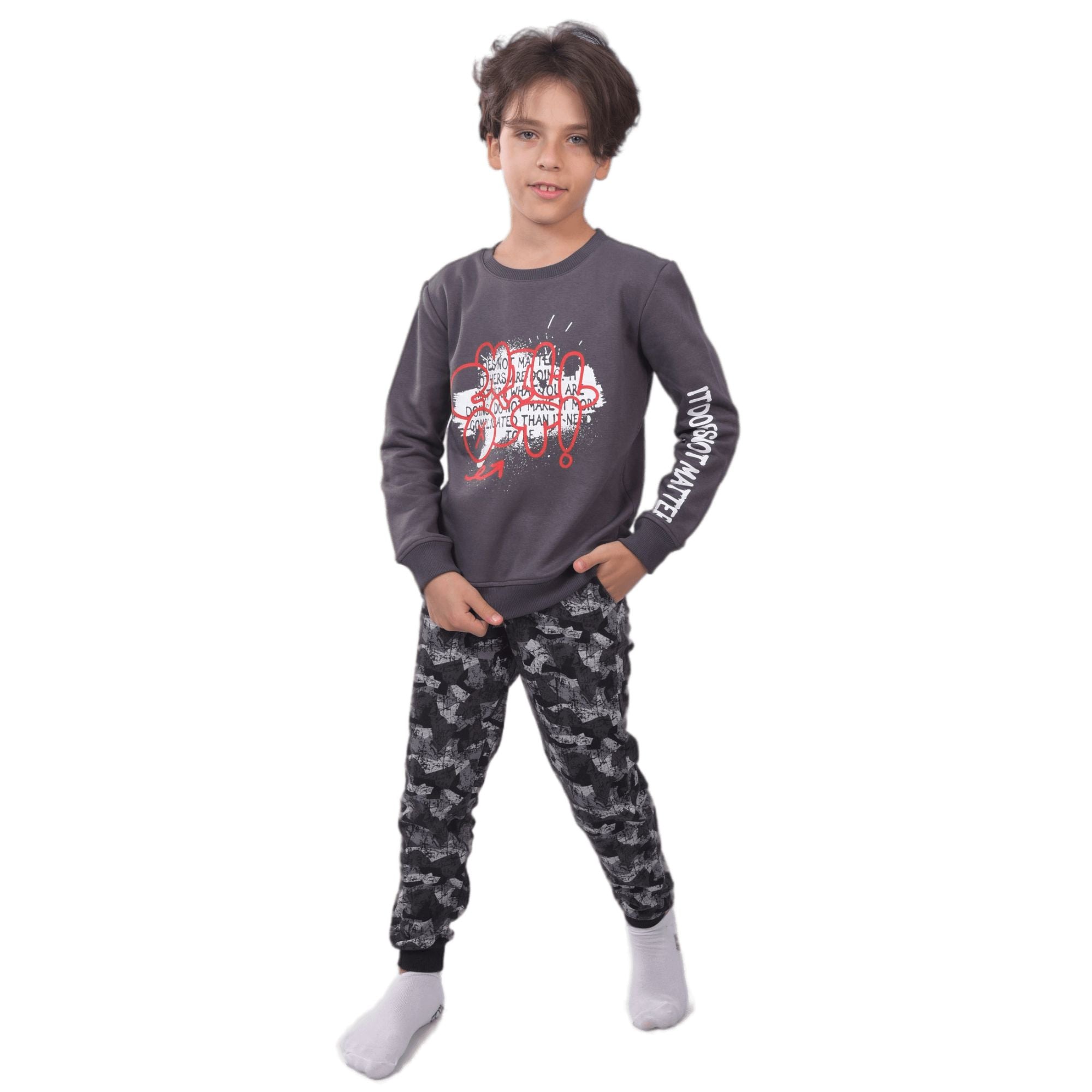 Boys' Winter Pajama Set, Sweatshirt & Camouflage Pants