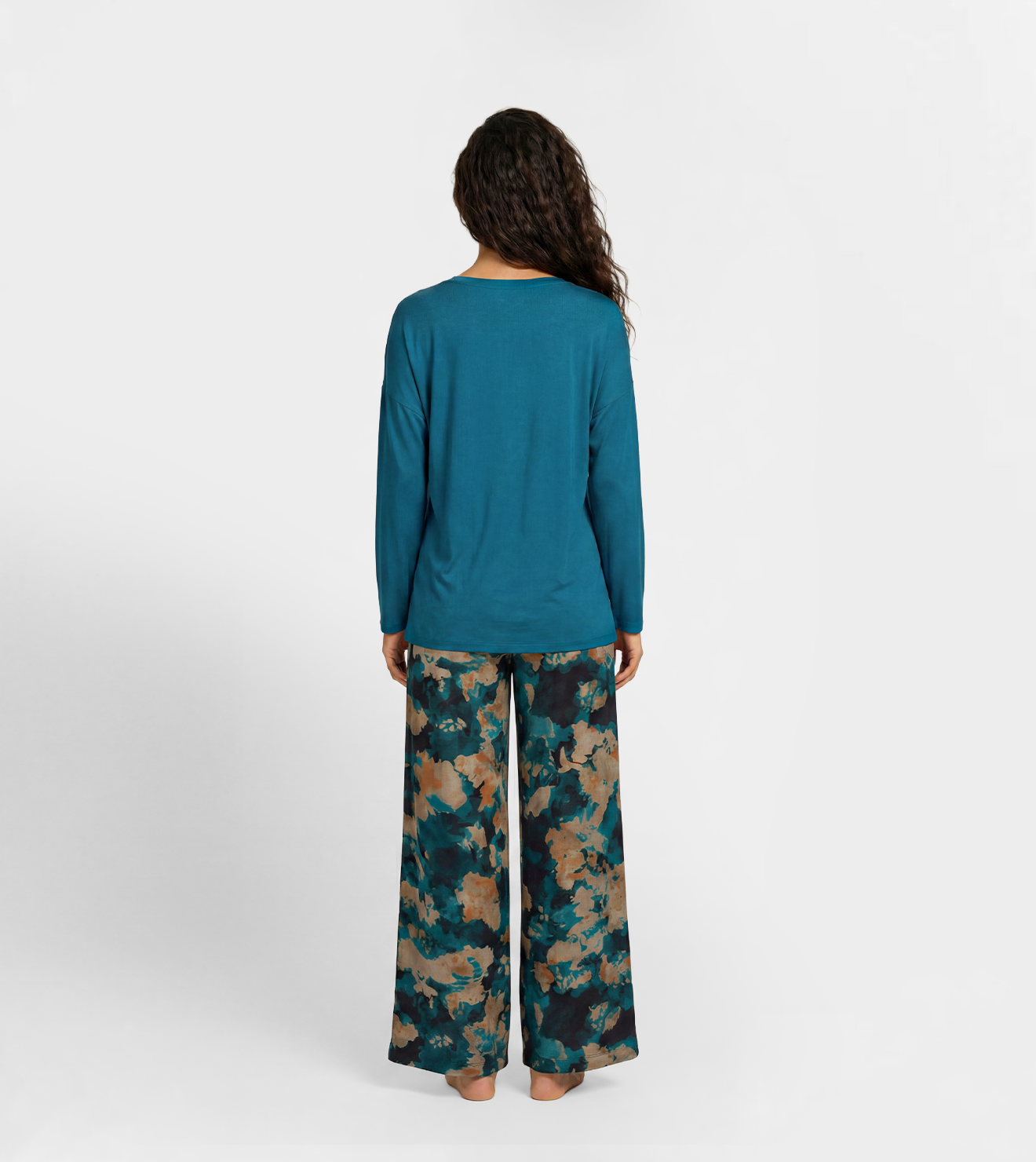 Women Long Sleeve Top & Wide Leg Pants Set