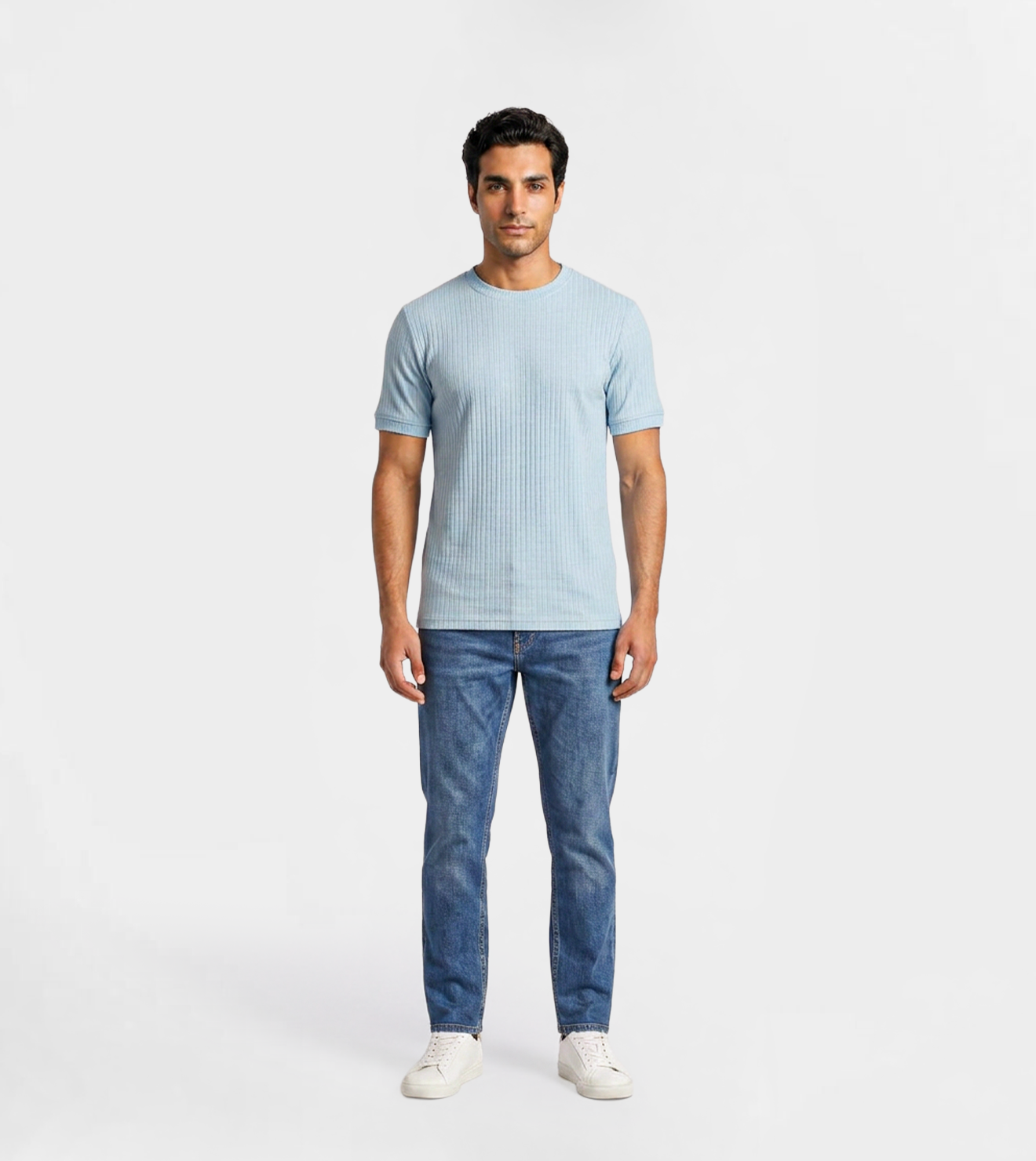 Men Ribbed Knit T-Shirt