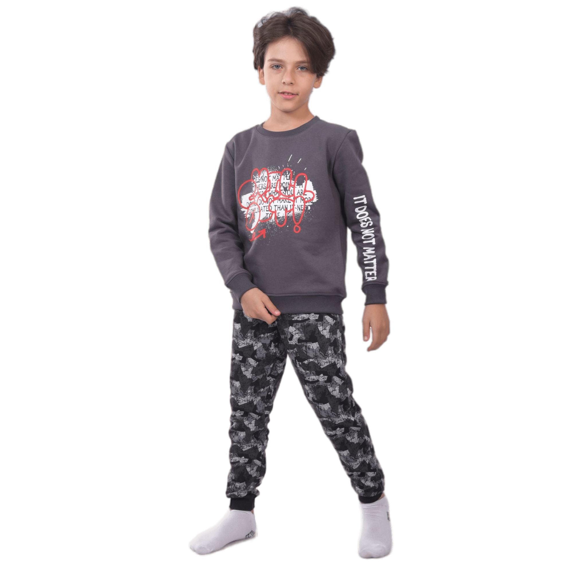 Boys' Winter Pajama Set, Sweatshirt & Camouflage Pants