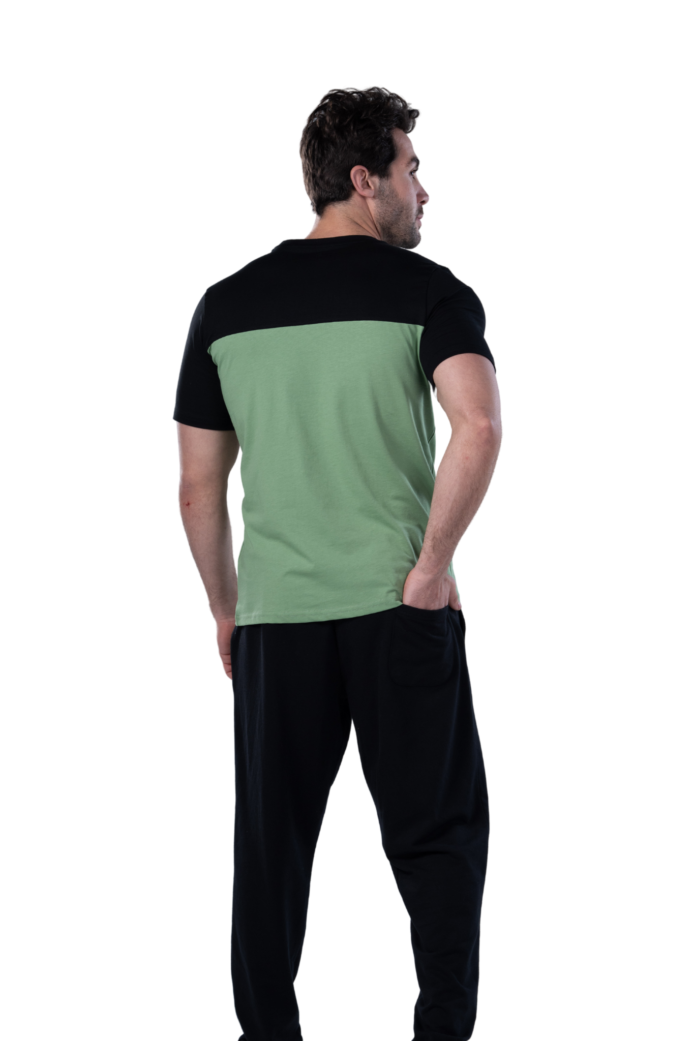 Elegant Men's Summer Pajamas With Short Sleeves, Printed - Green