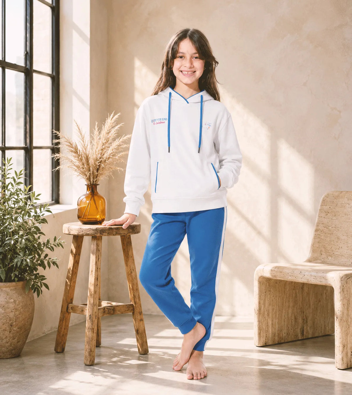 Girls’ Hooded Milton Pajama Set | Red Cotton