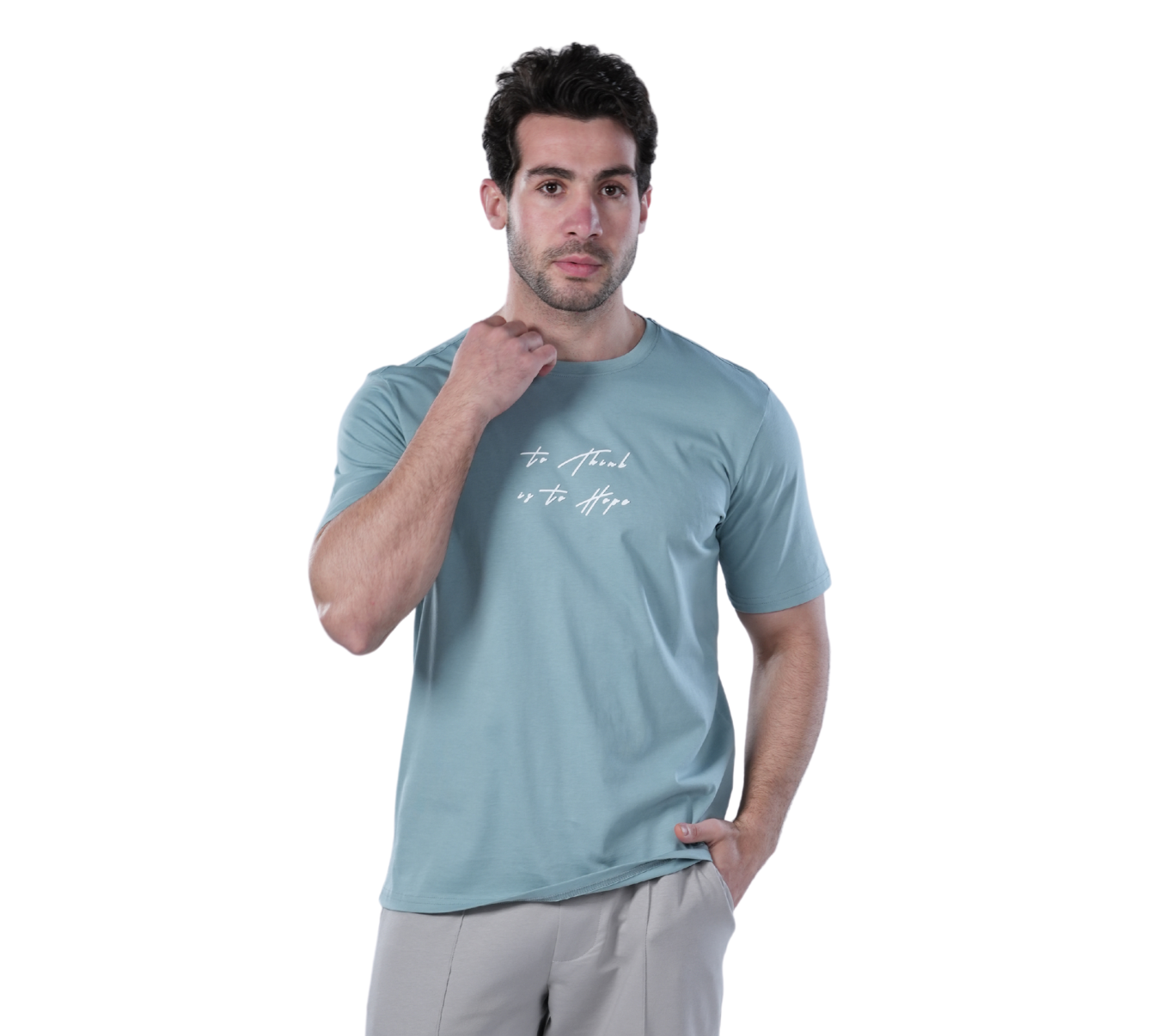 Men's Regular Fit Mint Cotton T-Shirt with Printed Design