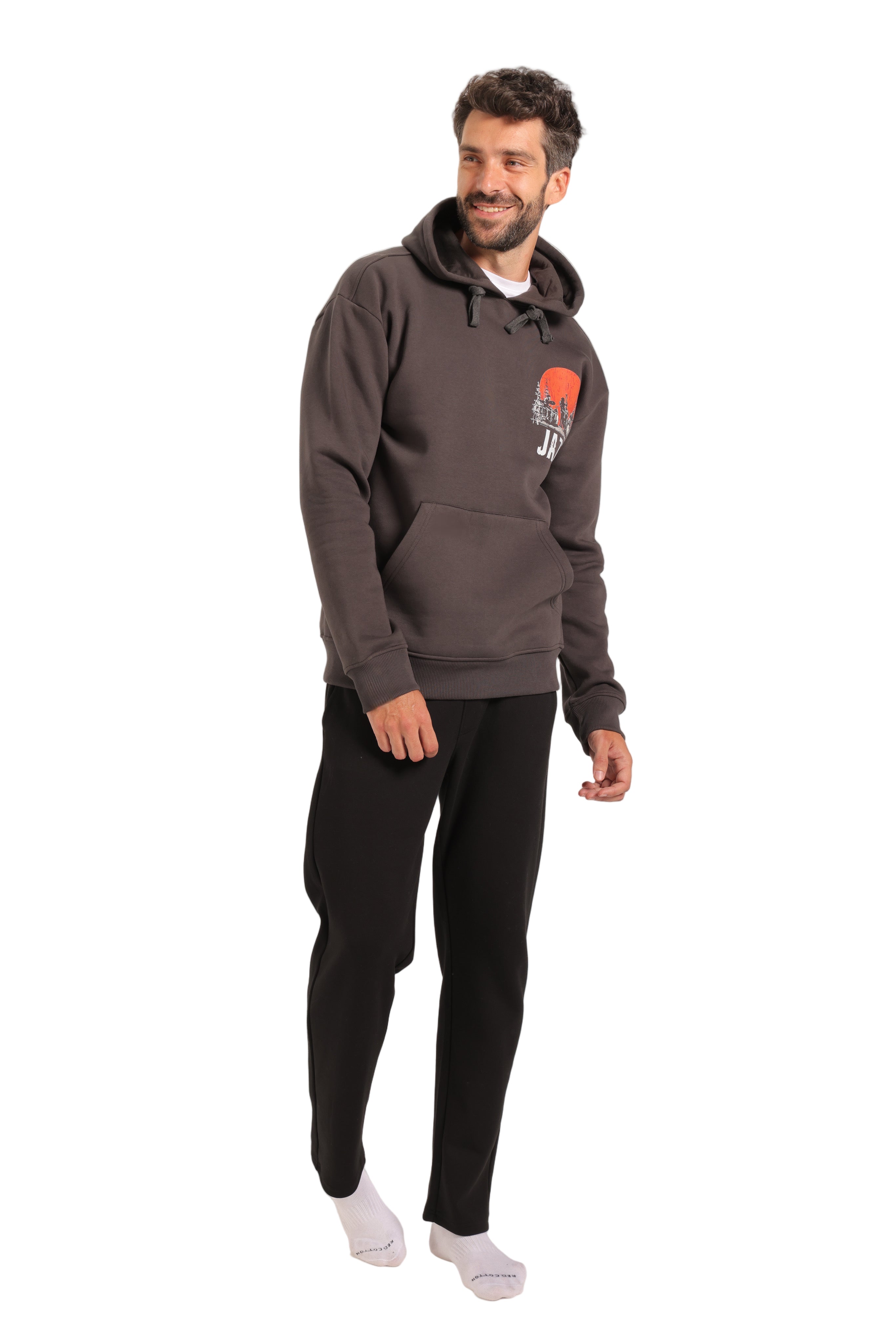 Printed Hoodie Red Cotton