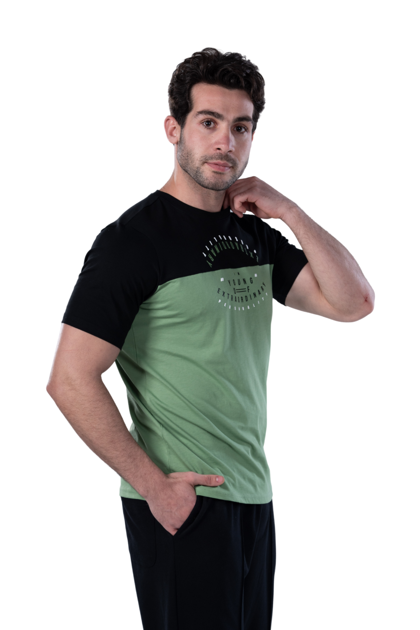 Elegant Men's Summer Pajamas With Short Sleeves, Printed - Green