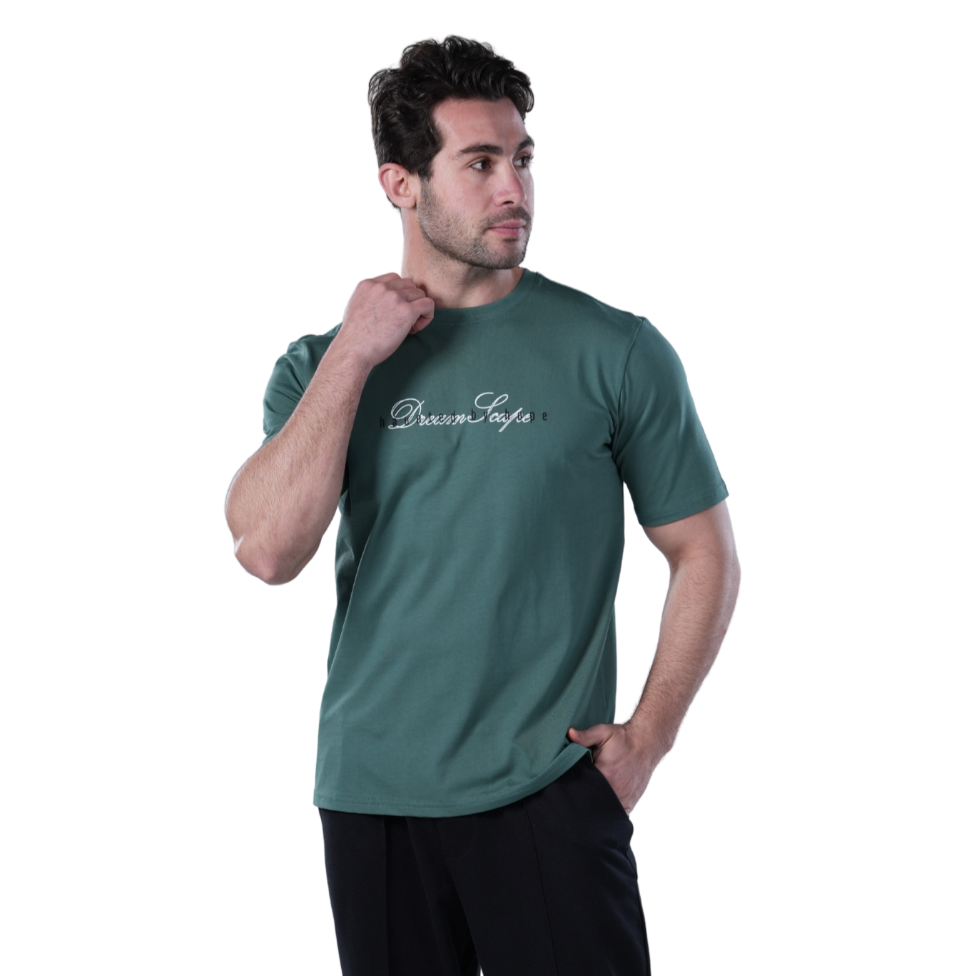 Men's Regular Fit Green T-Shirt with Printed Graphic