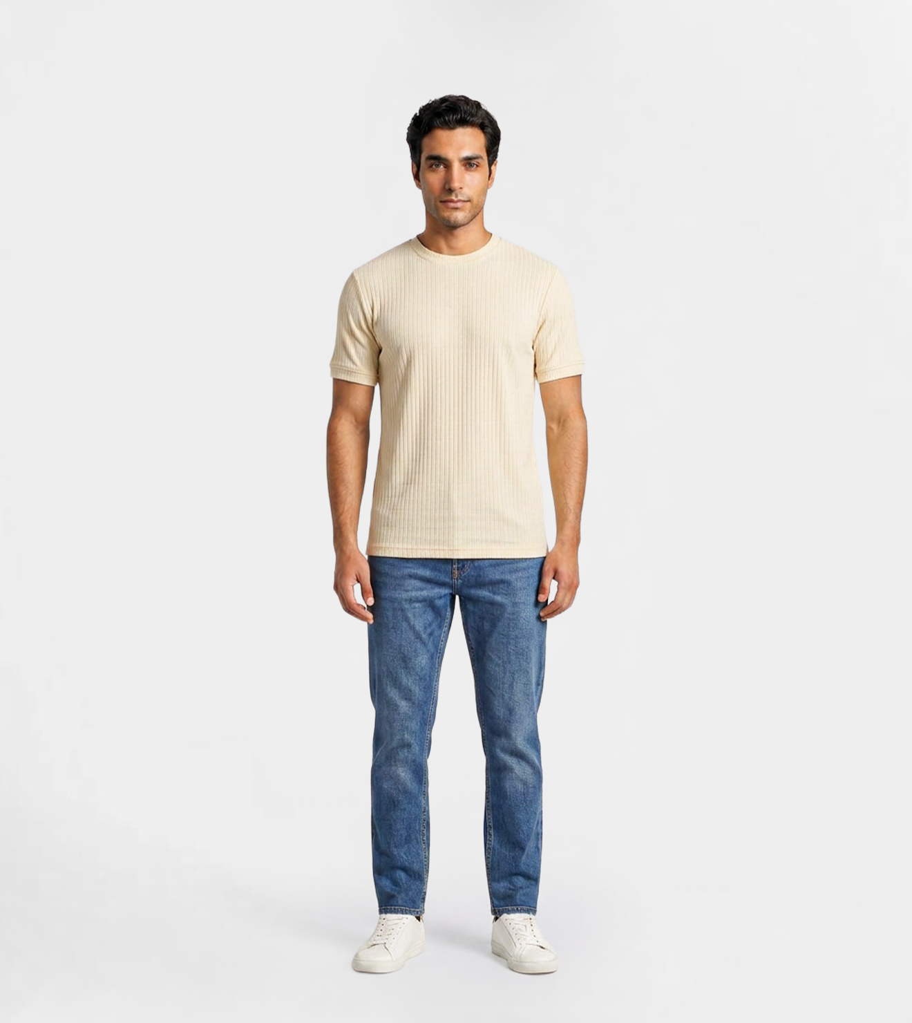 Men Ribbed Knit T-Shirt