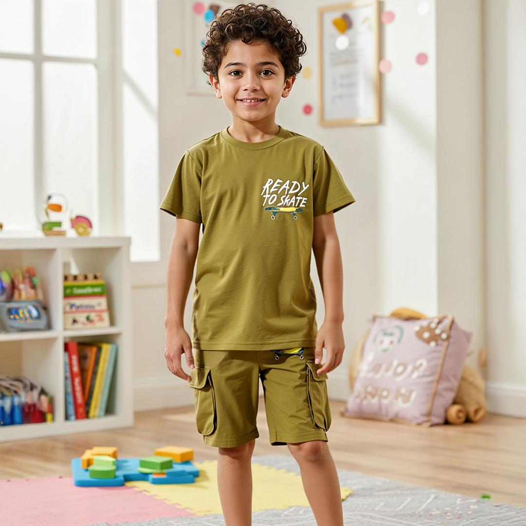 Printed Cargo Shorts Set for Boys – Summer Melton Vibes