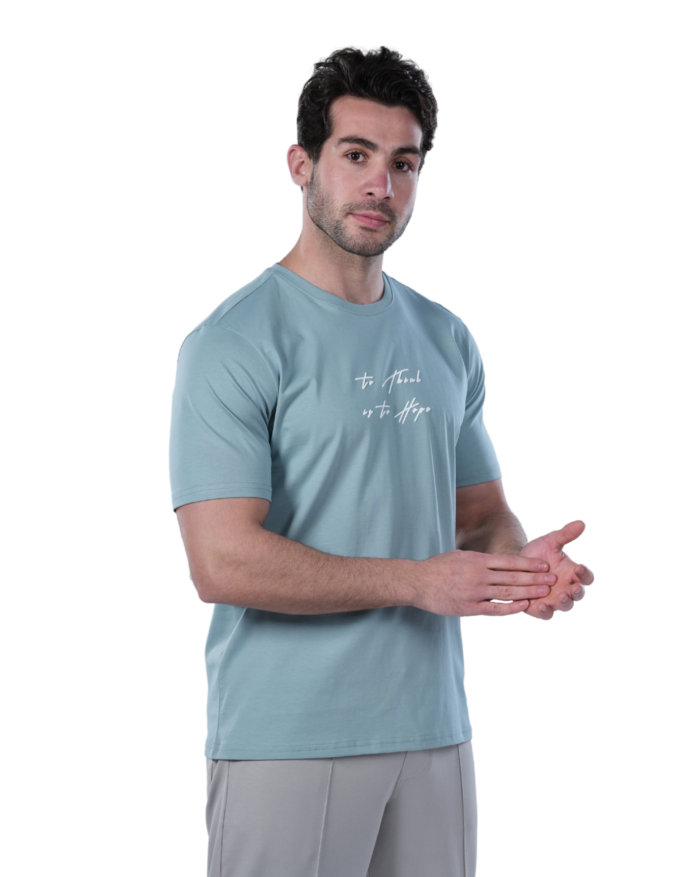 Men's Regular Fit Mint Cotton T-Shirt with Printed Design