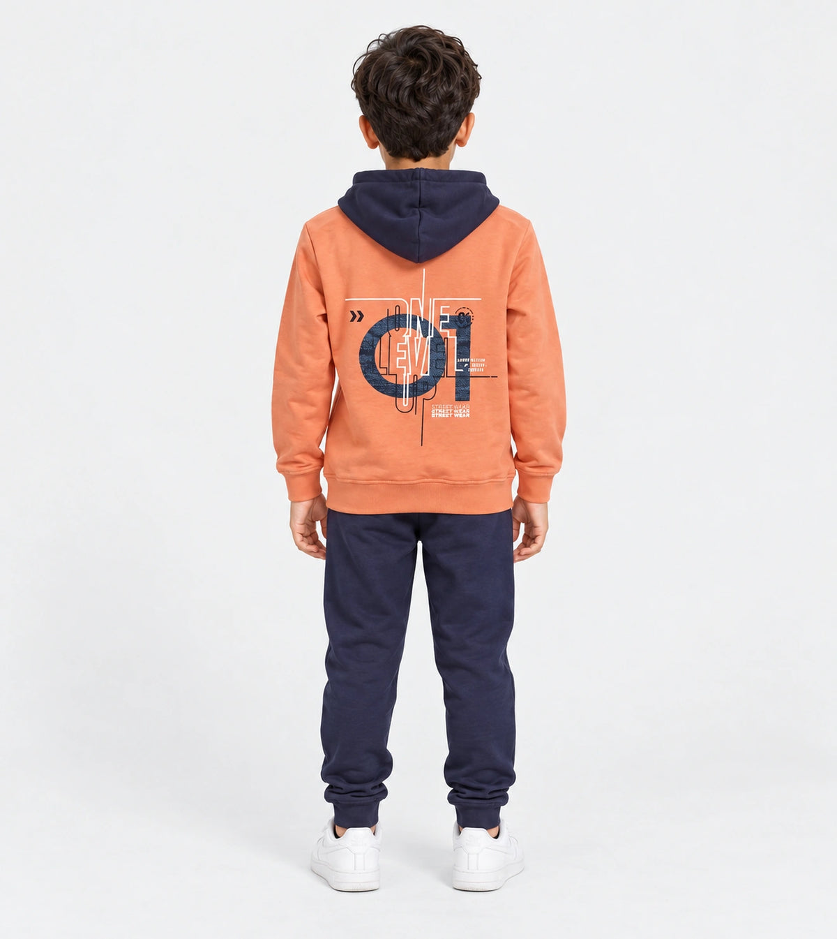 Boys’ Orange Hoodie Pajama Set | Red Cotton