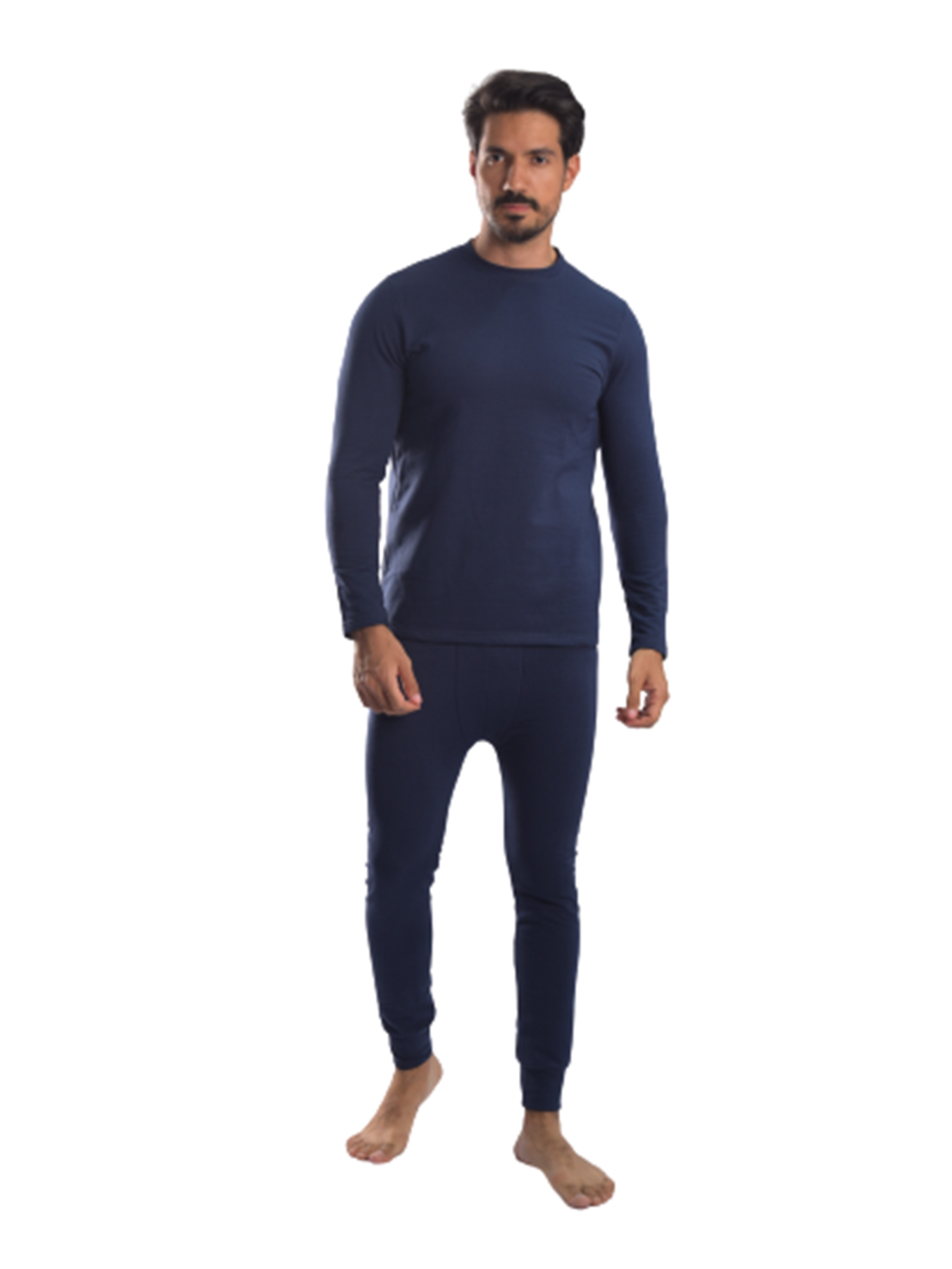 طقم حراري قطن للرجال - ابيض