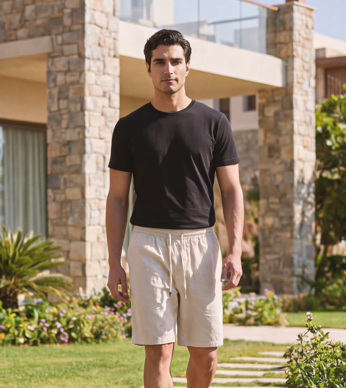 Men Relaxed Linen Shorts