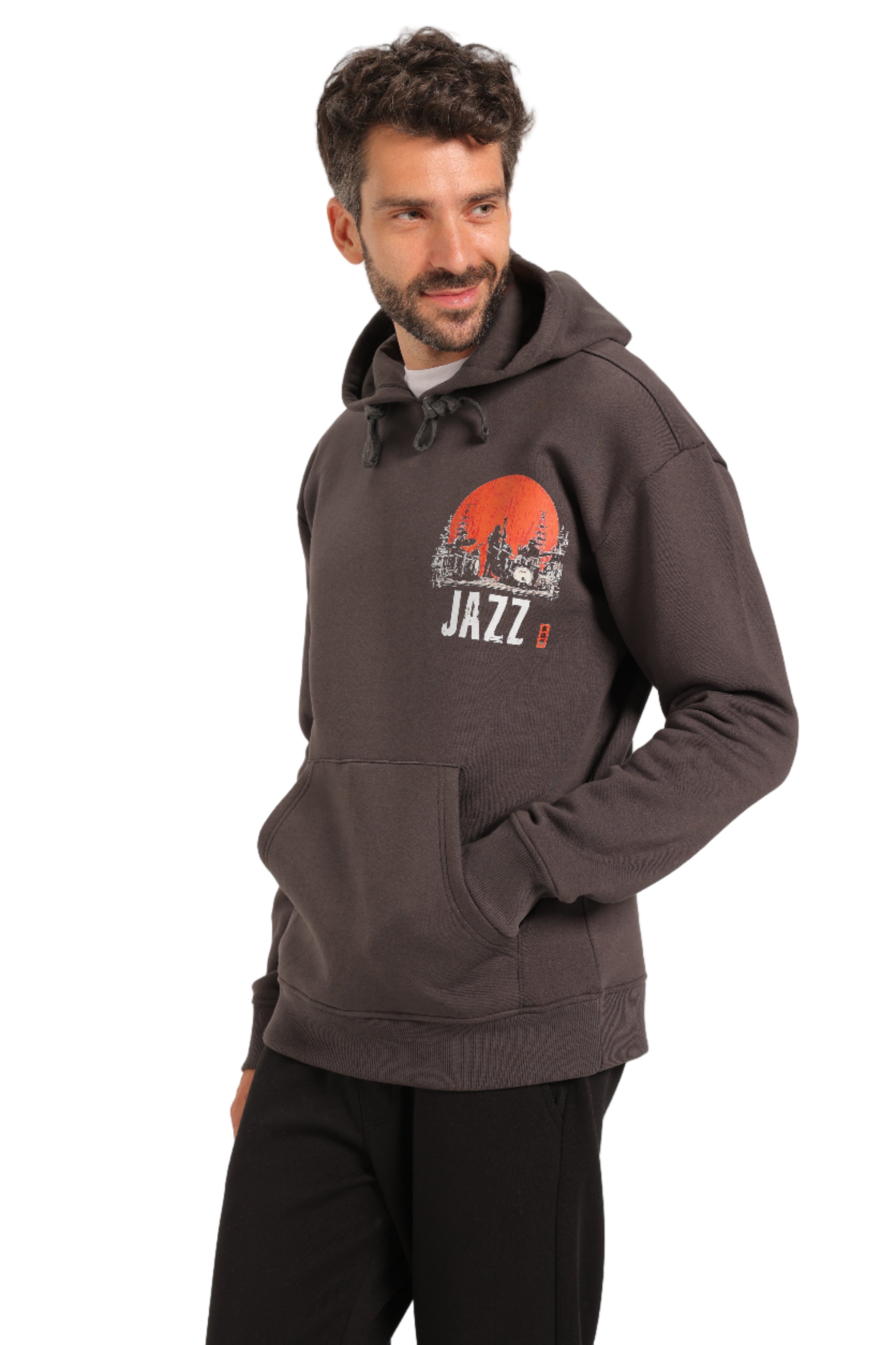 Printed Hoodie Red Cotton