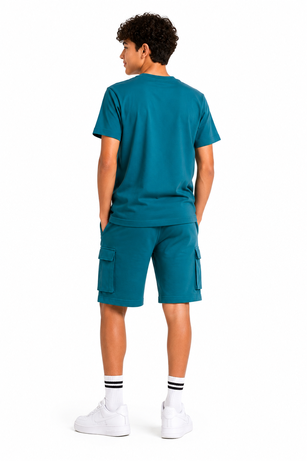 Boys’ Summer Set – Graphic Print T-Shirt & Cargo Shorts – Teal