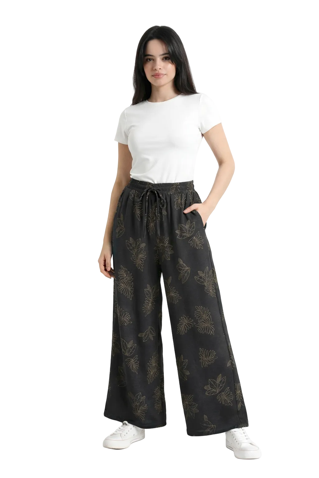 Women’s Floral Print Wide-Leg Trousers
