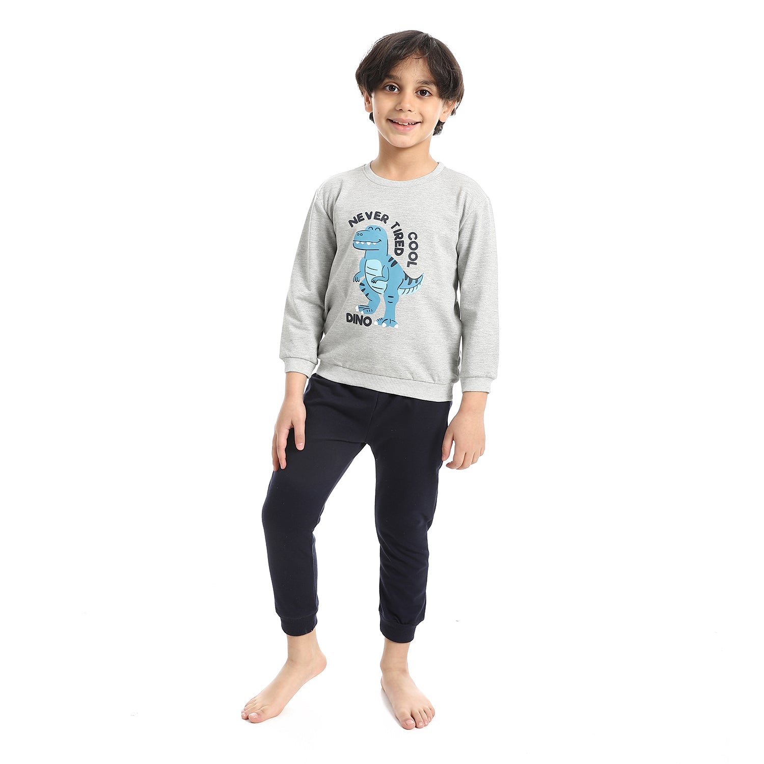 Boy's Summer Pajama Pants and Long Sleeves- Grey