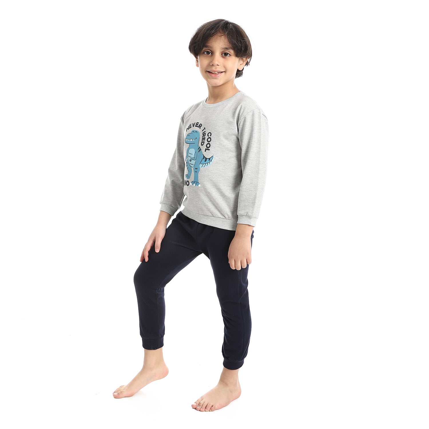 Boy's Summer Pajama Pants and Long Sleeves- Grey