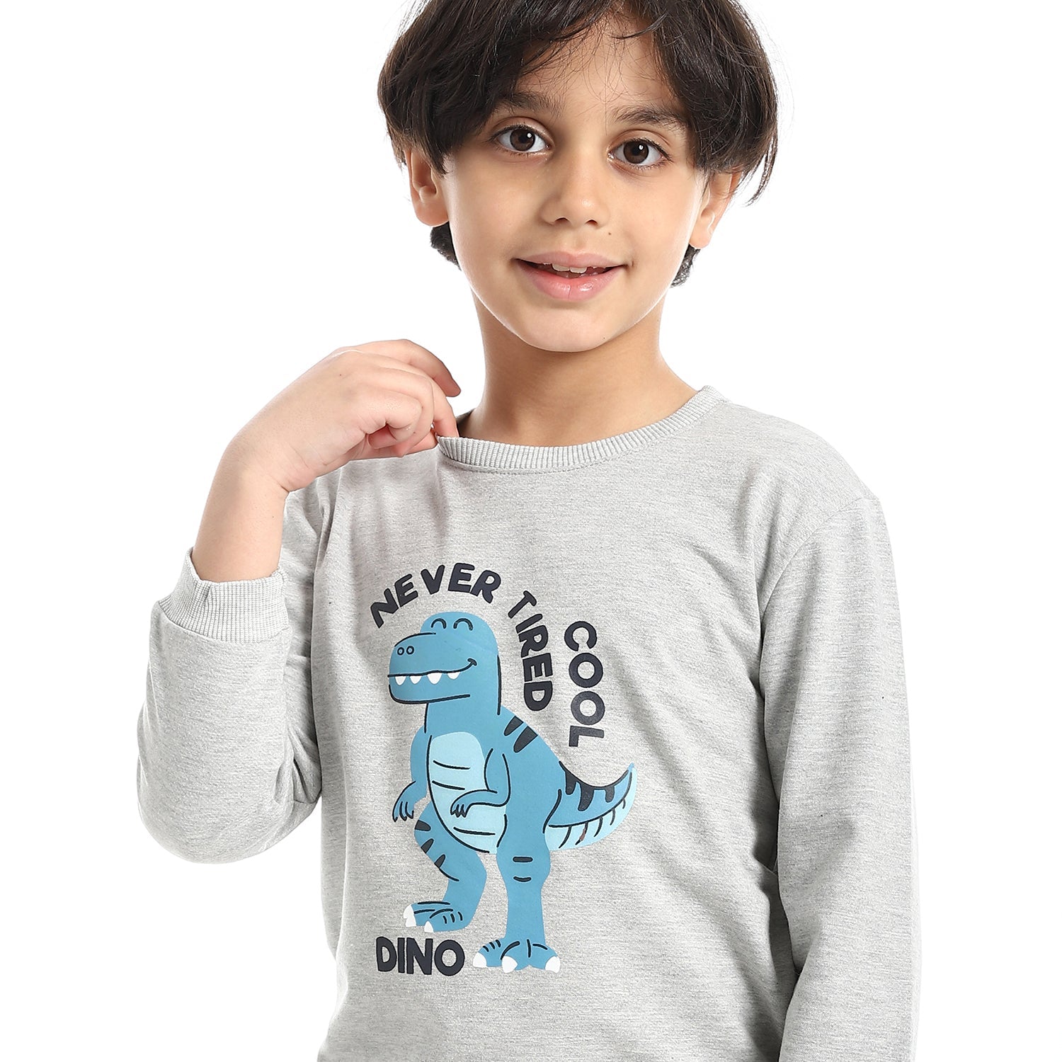 Boy's Summer Pajama Pants and Long Sleeves- Grey