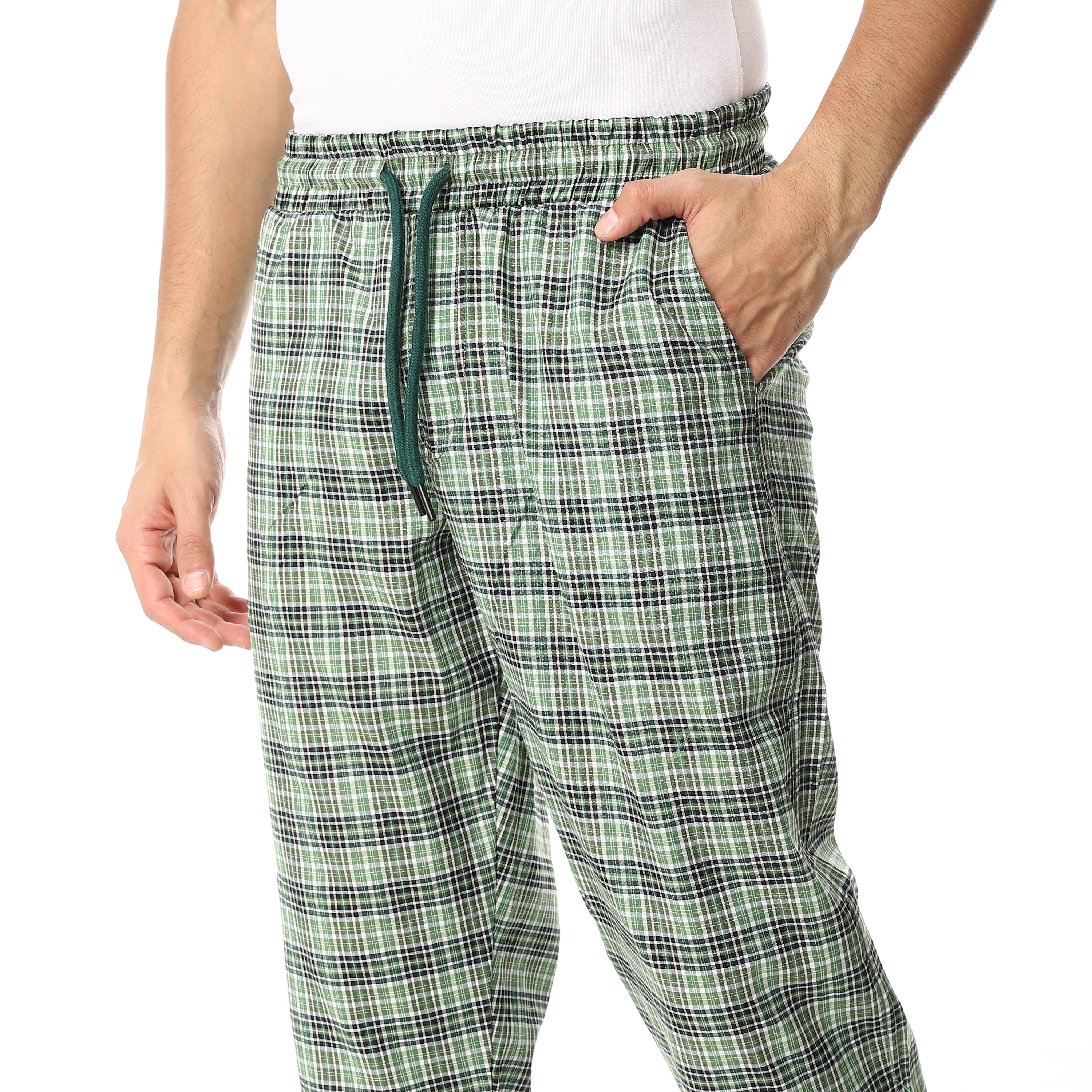 Men's Summer Check Pants - Olive