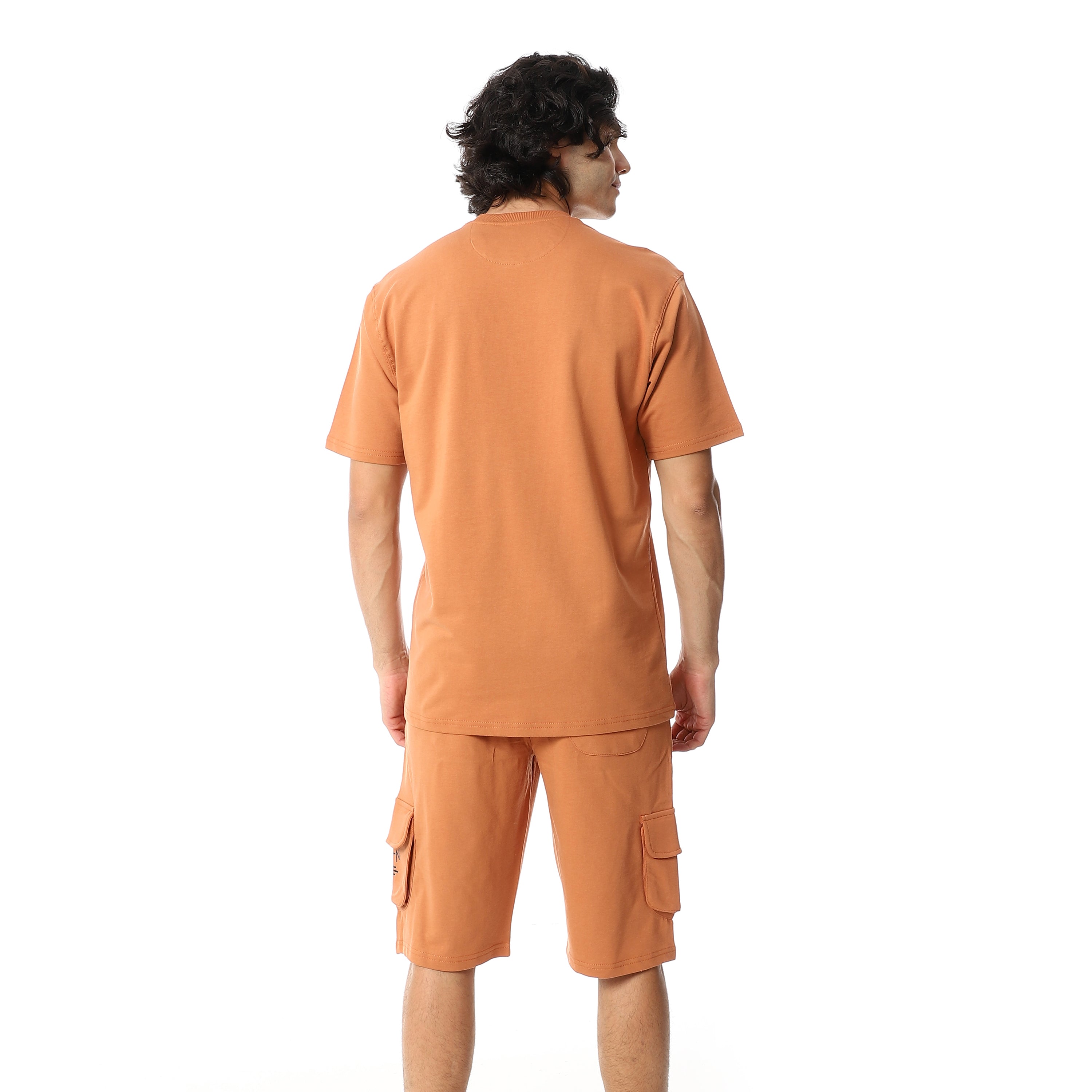 Men's Set Casual Cargo Shorts Set – Print T-Shirt