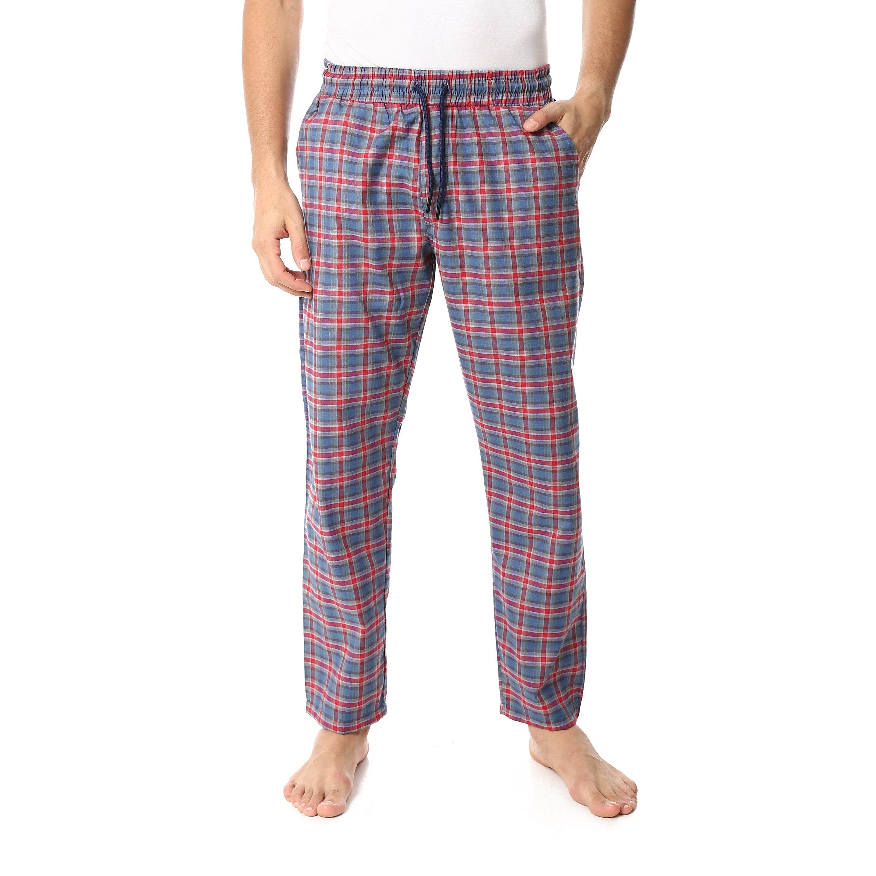 Men's Summer Check Pants - Navy