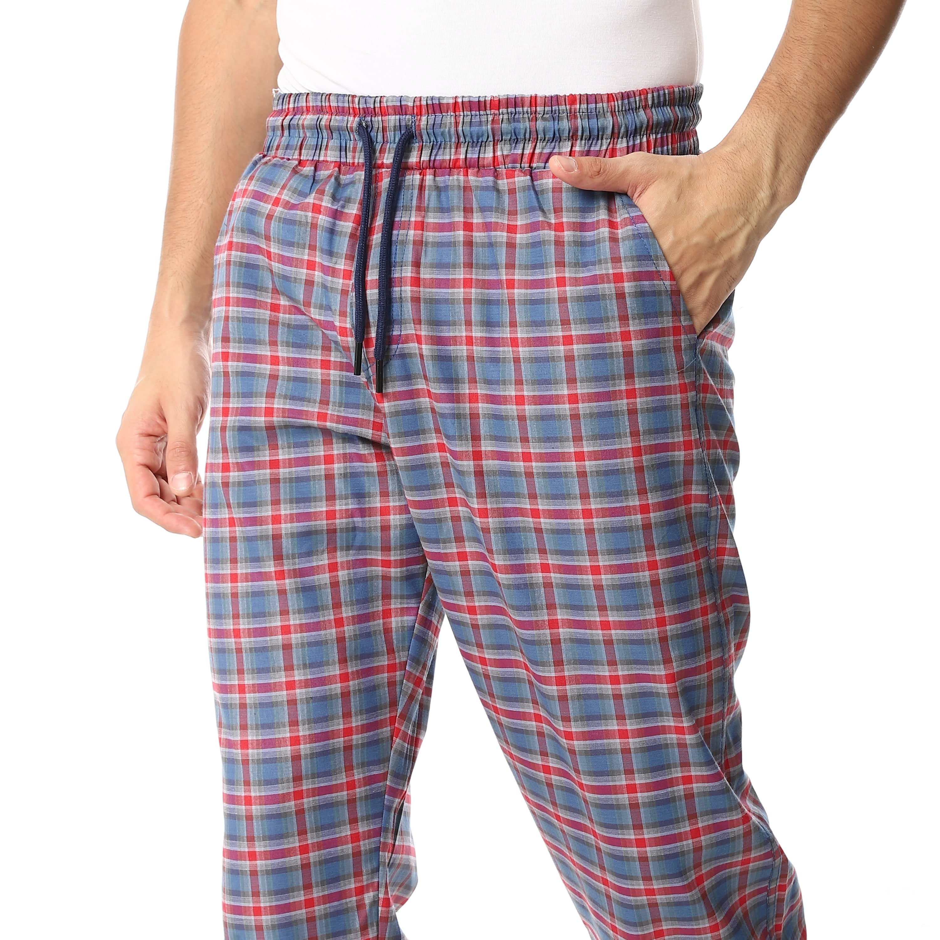 Men's Summer Check Pants - Navy