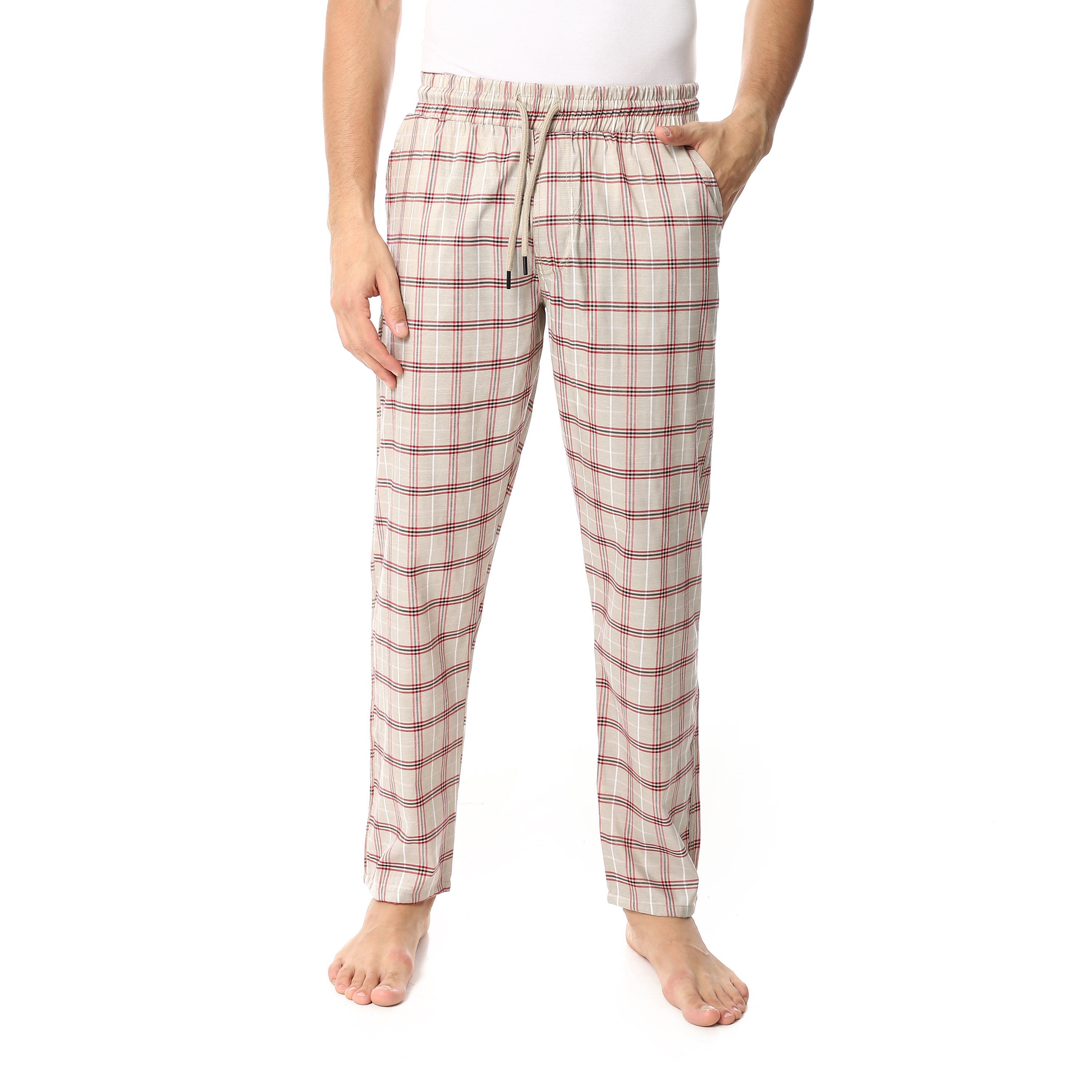 Men's Summer Check Pants - Beige