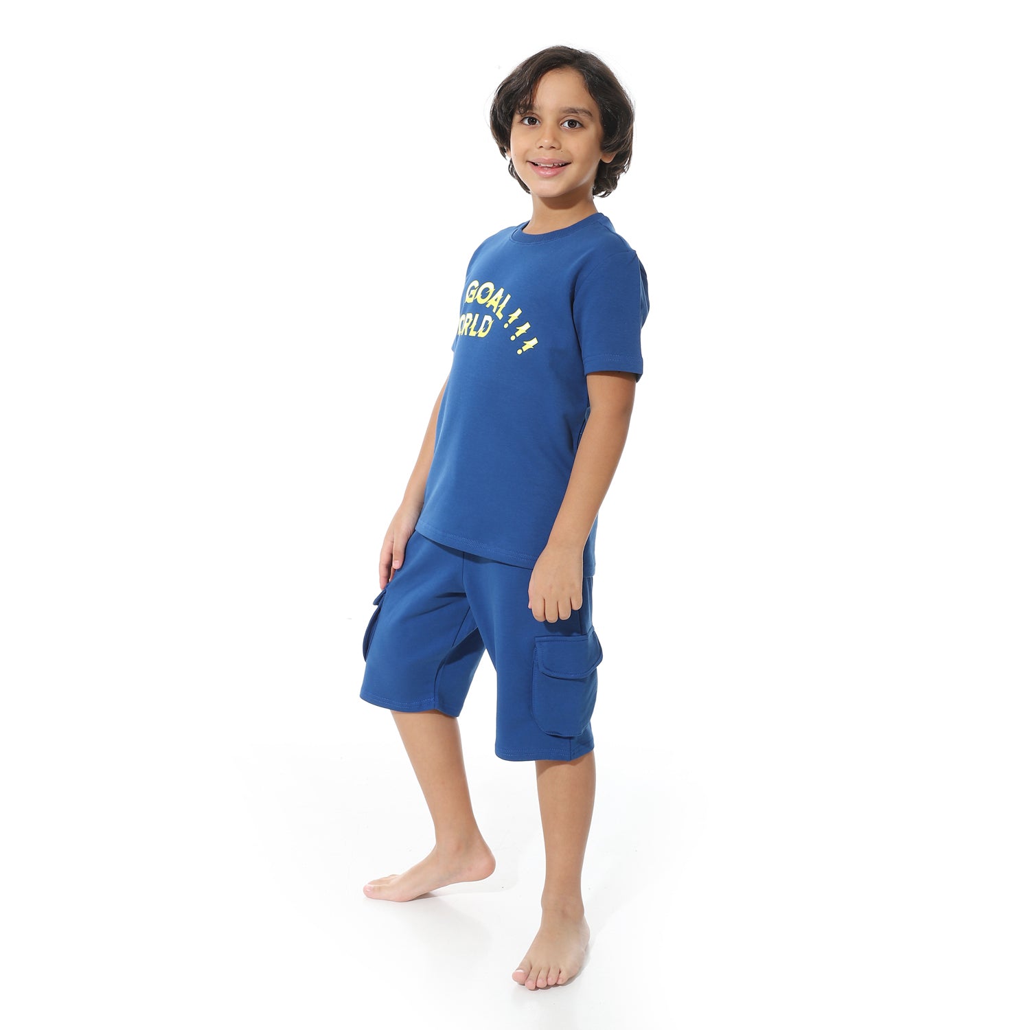Blue Printed Cargo Shorts Set for Boys – Summer Melton Vibes
