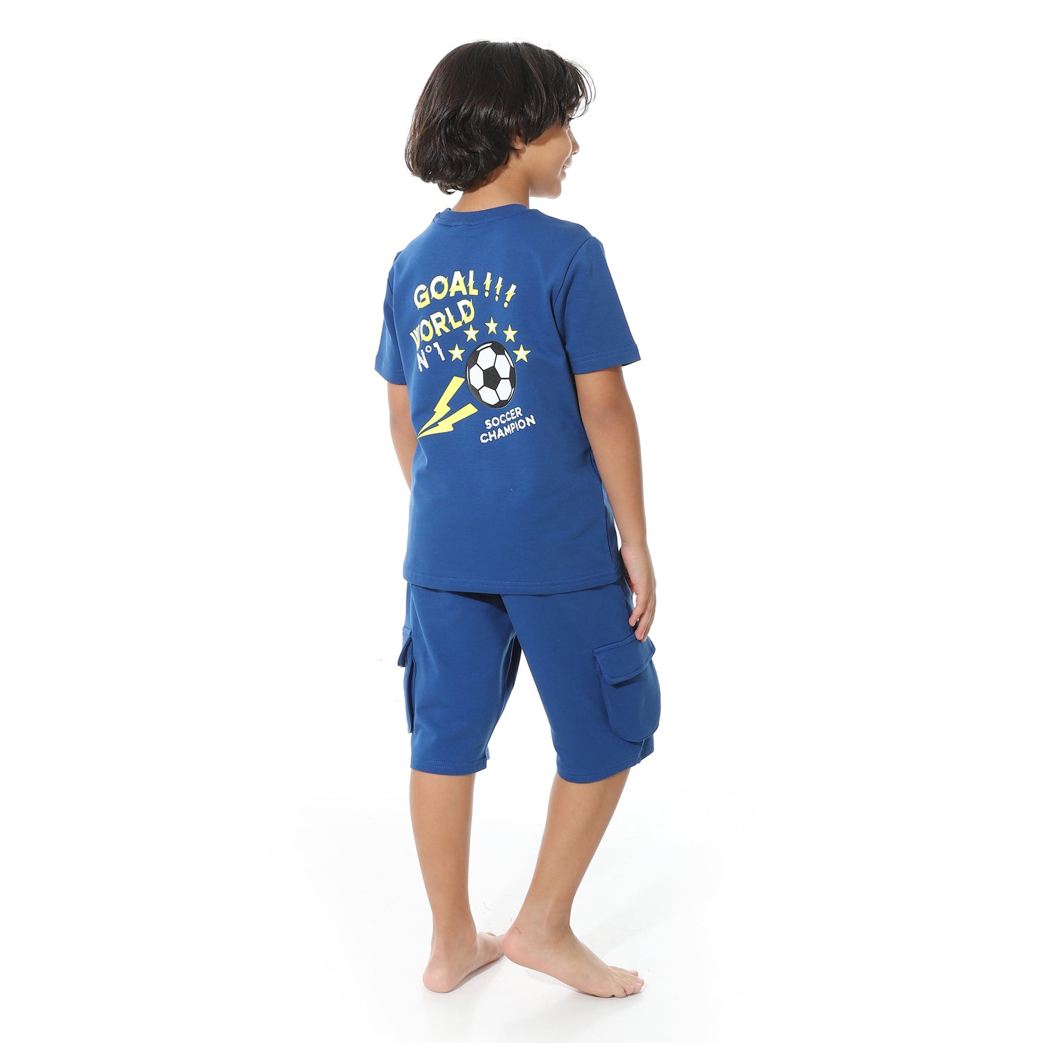 Blue Printed Cargo Shorts Set for Boys – Summer Melton Vibes
