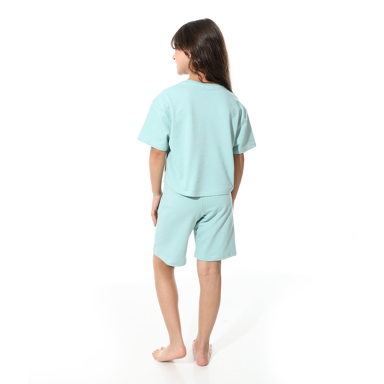 Girls’ Blue "Somewhere Over The Rainbow" Printed Short Set