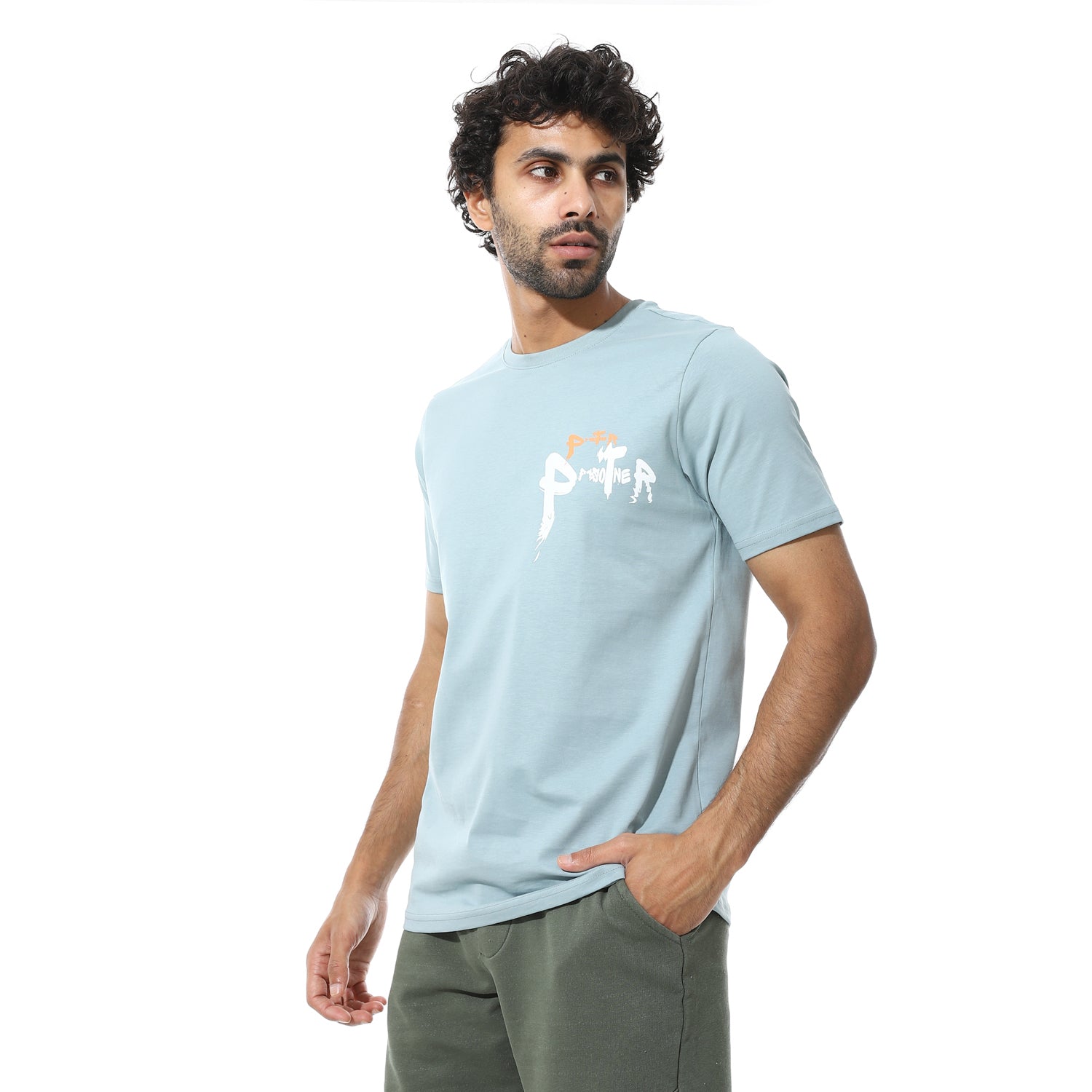 Men's Regular Fit Mint T-Shirt with Printed