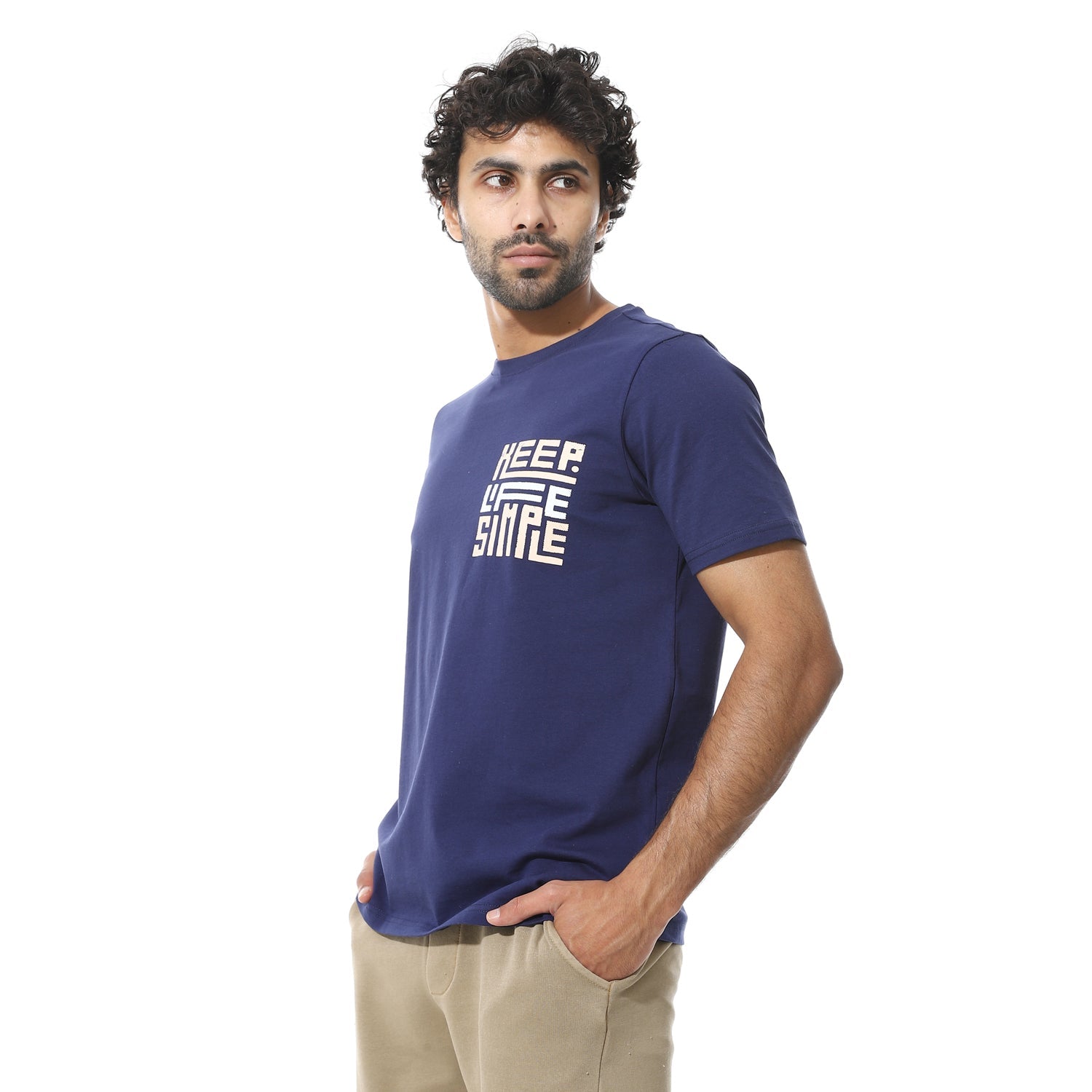 Men's Cotton Regular Fit T-Shirt- Navy