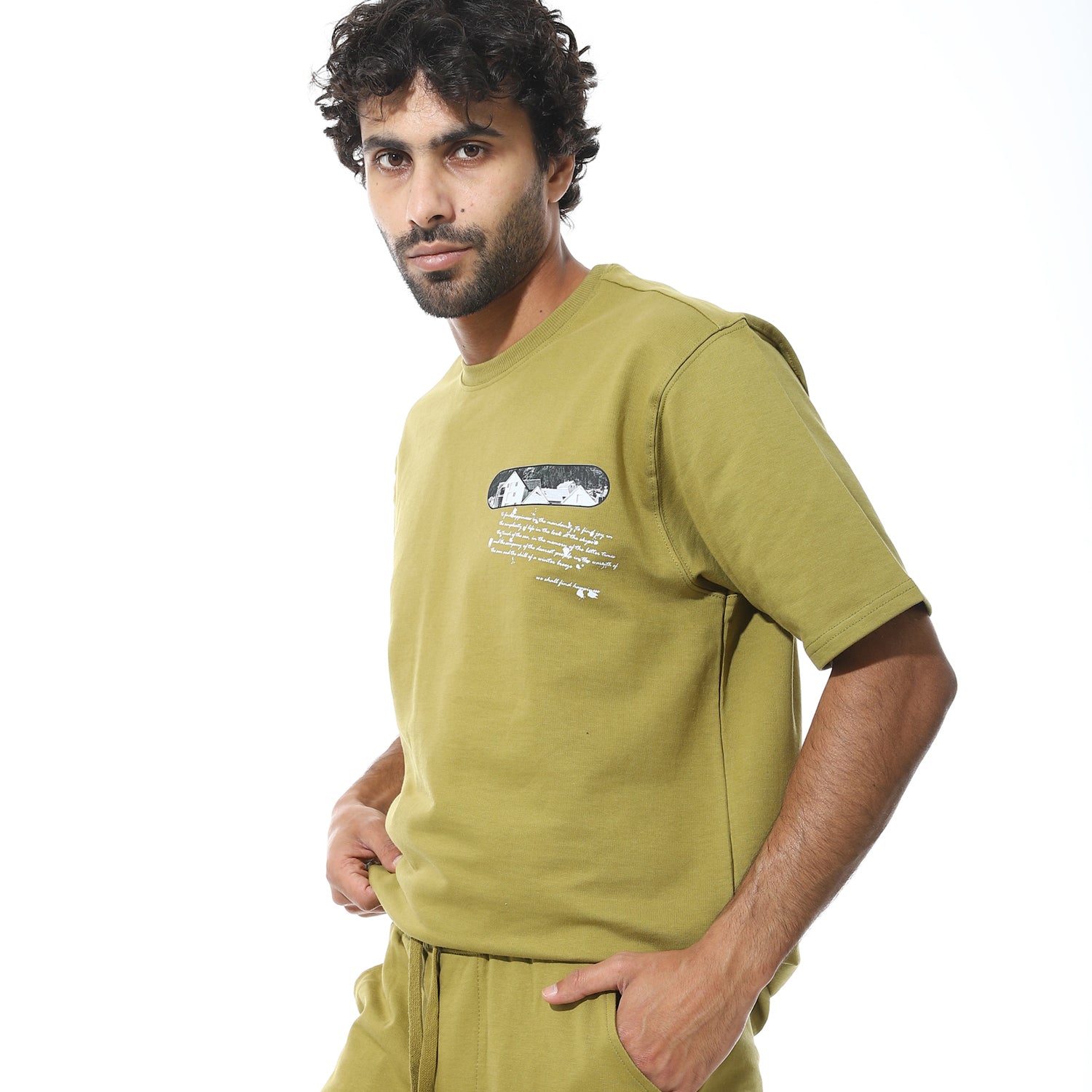 Men's Set Casual Cargo Shorts Set – Print T-Shirt