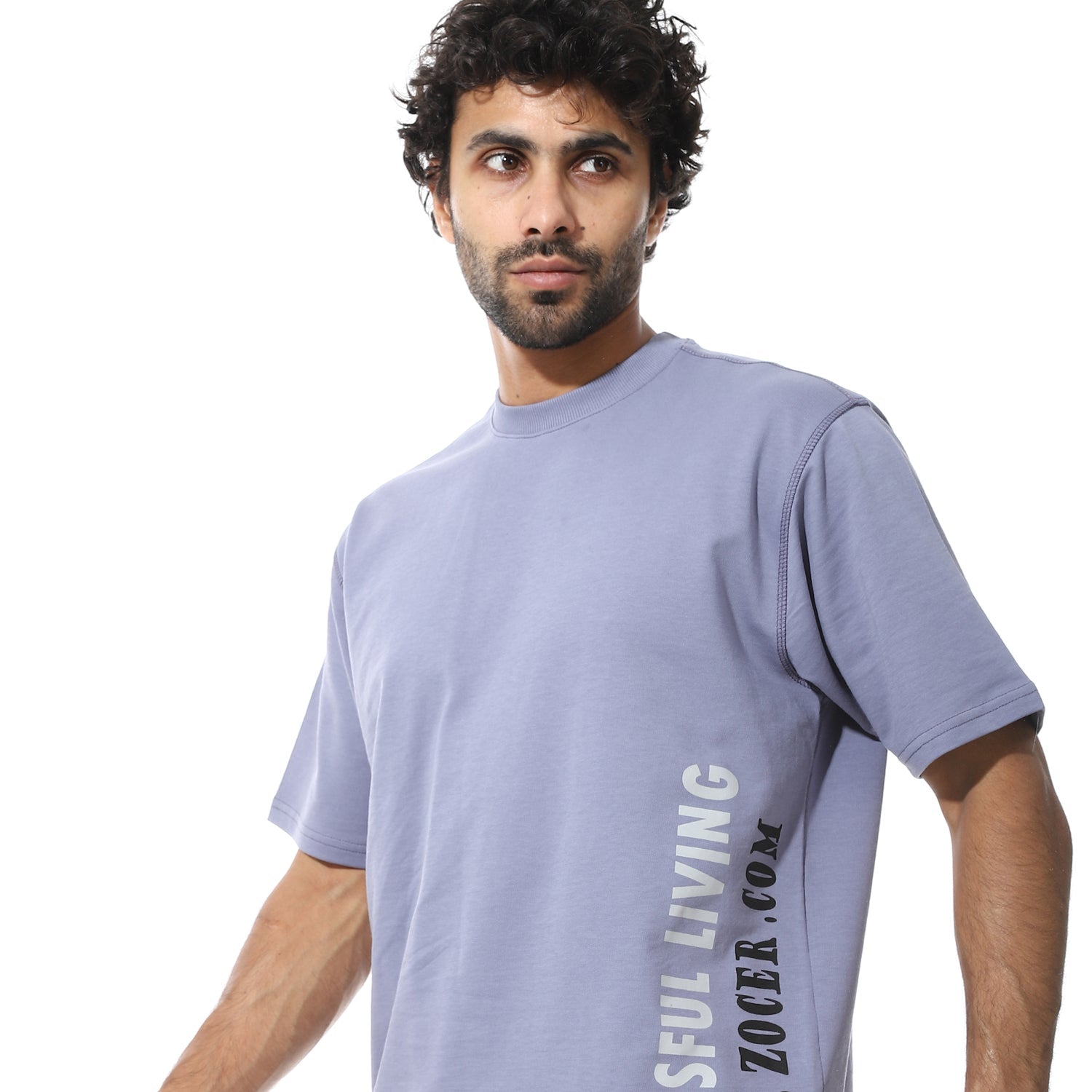 Men's Relaxed Fit Lavender Lounge Set with Bold Side Print