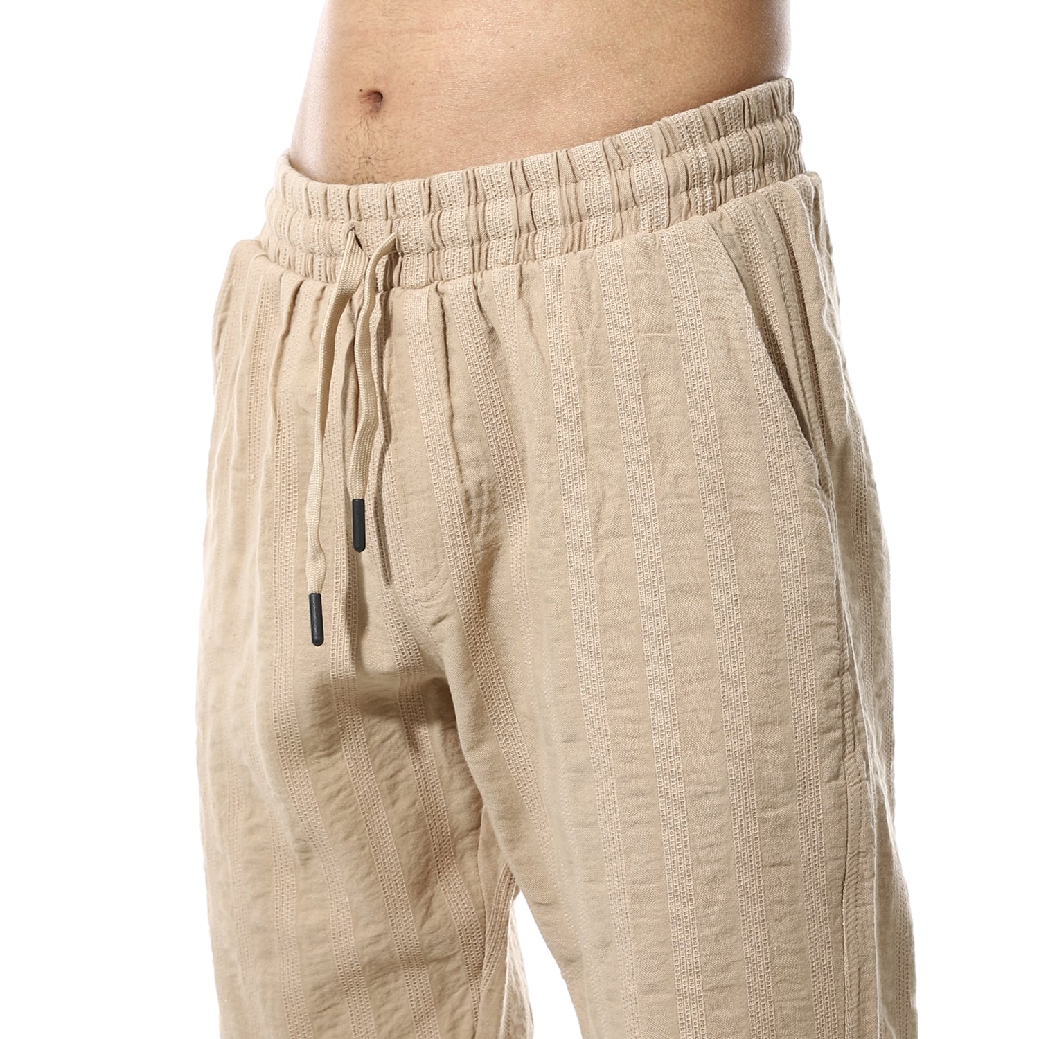 Men's Relaxed Fit Striped Linen Trousers – Cafe