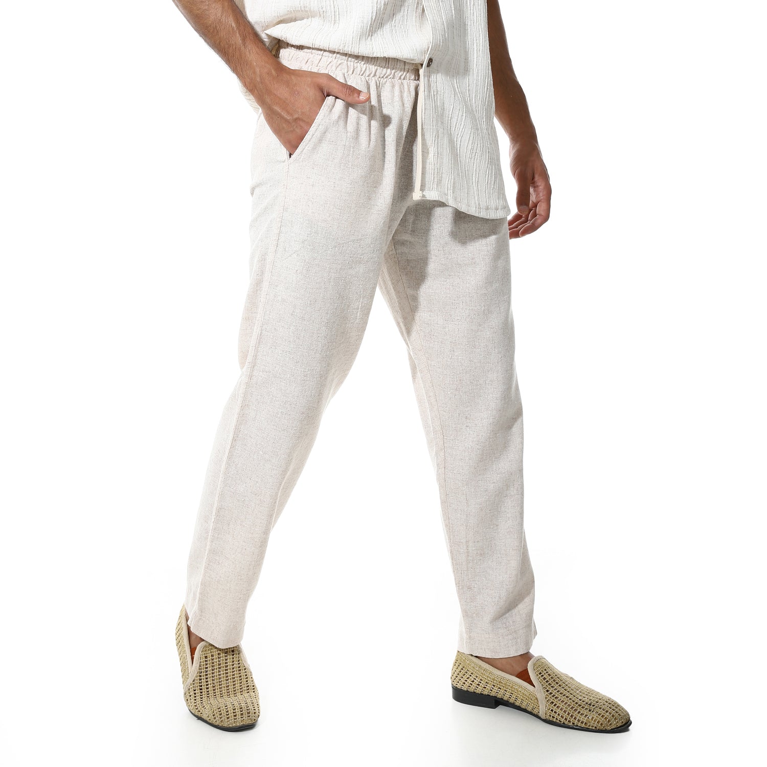 Men's Beige Linen Pants – Casual Summer Style