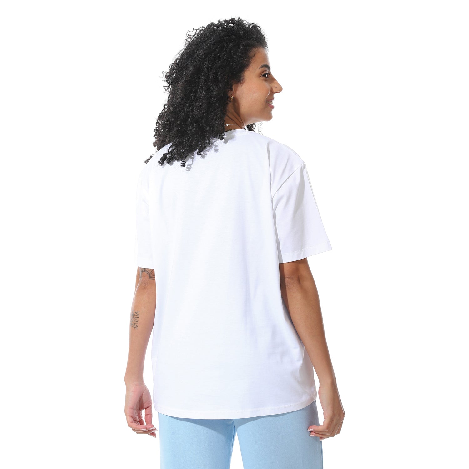 Women's White T-shirt with Red Cherry Bow Print