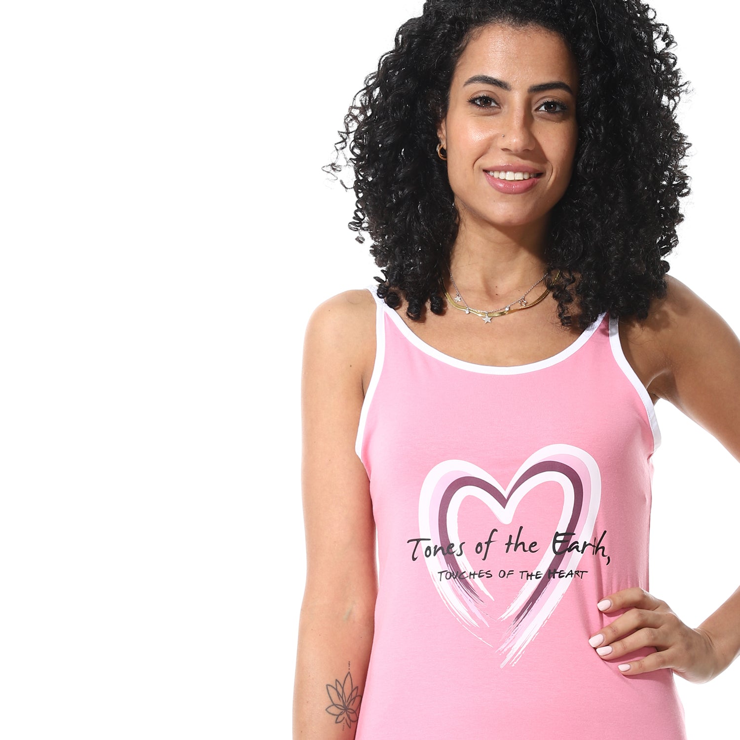 Women's Cotton Nightdress in Pink with Heart Print
