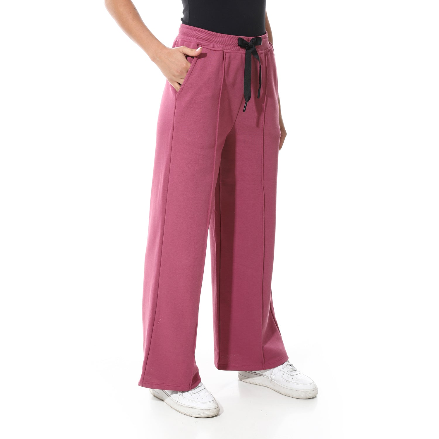 Women's Summer Wide Leg Trousers - Burgundy