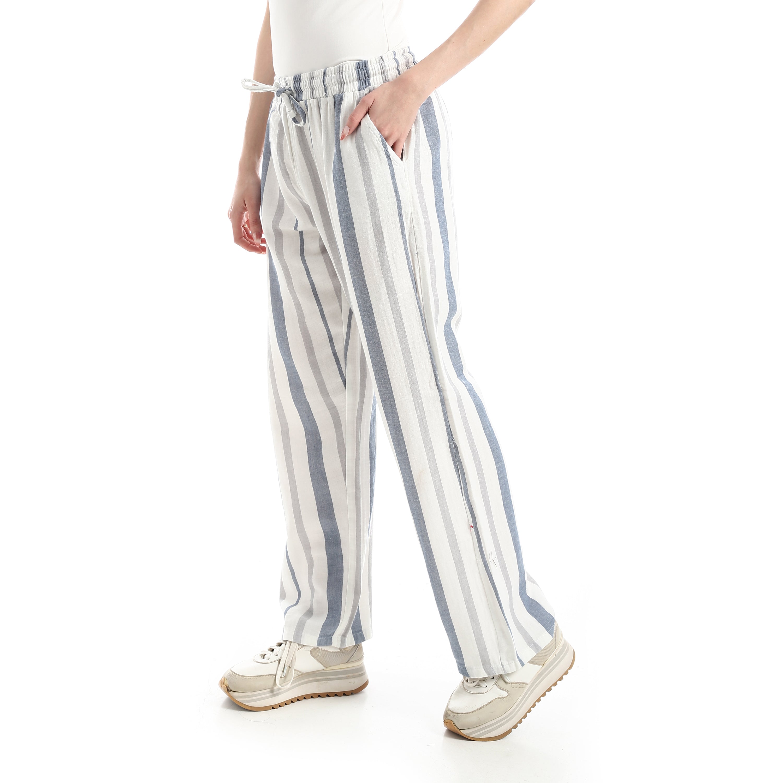 Women’s High-Waist Wide-Leg Striped Pants