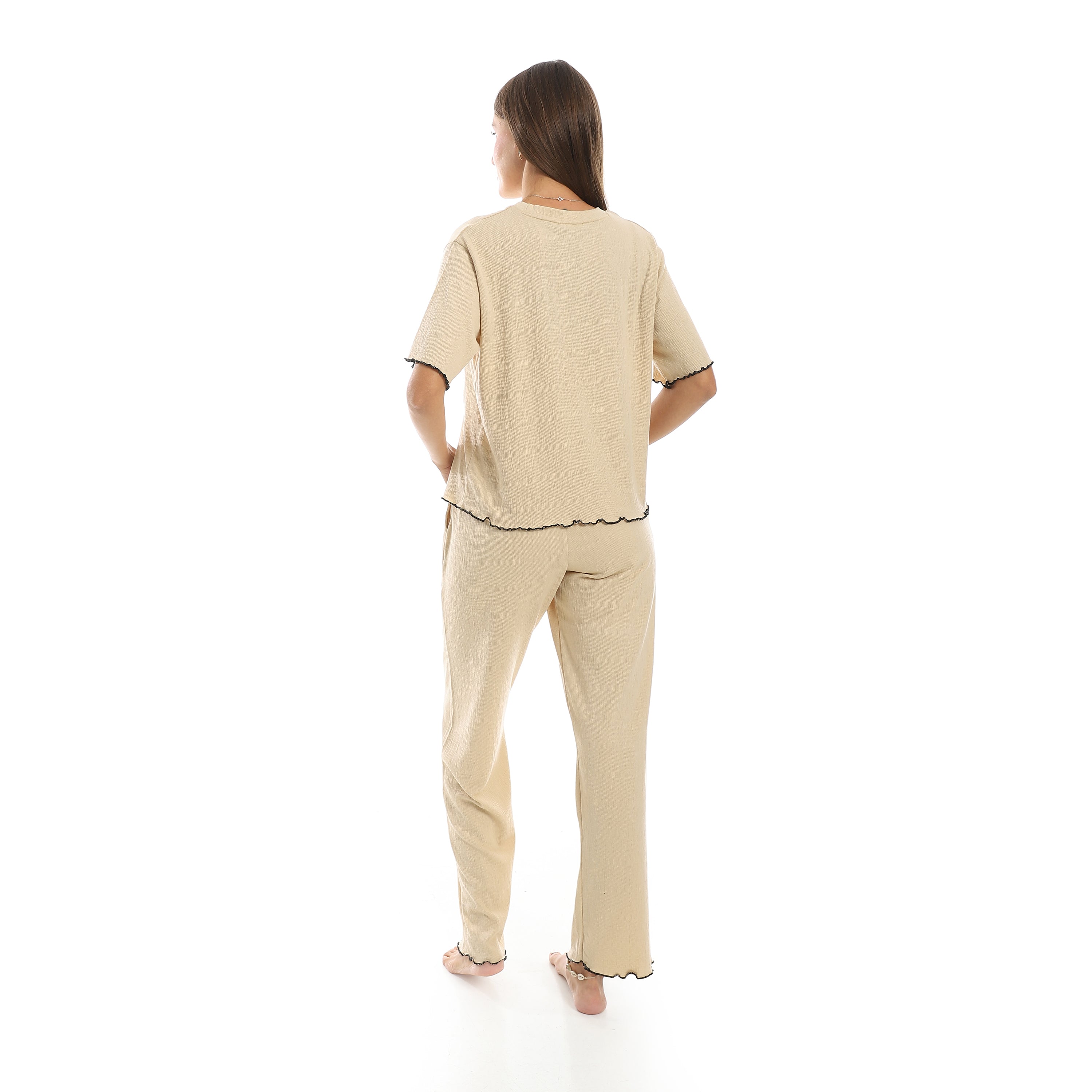 Women’s Jacquard Pajama Set - Beige