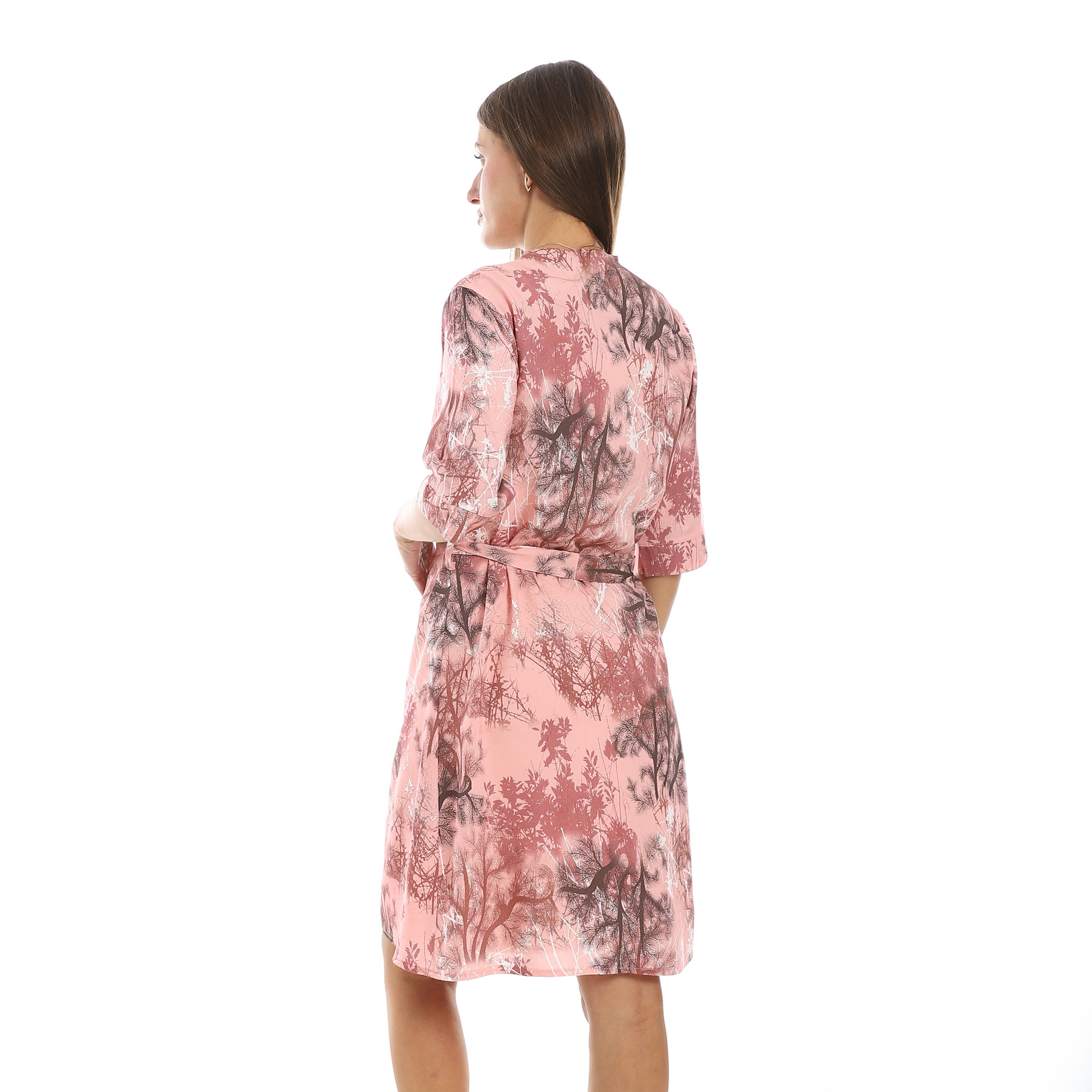 Simon Solid Short Nightgown & Colorful Floral Robe Set